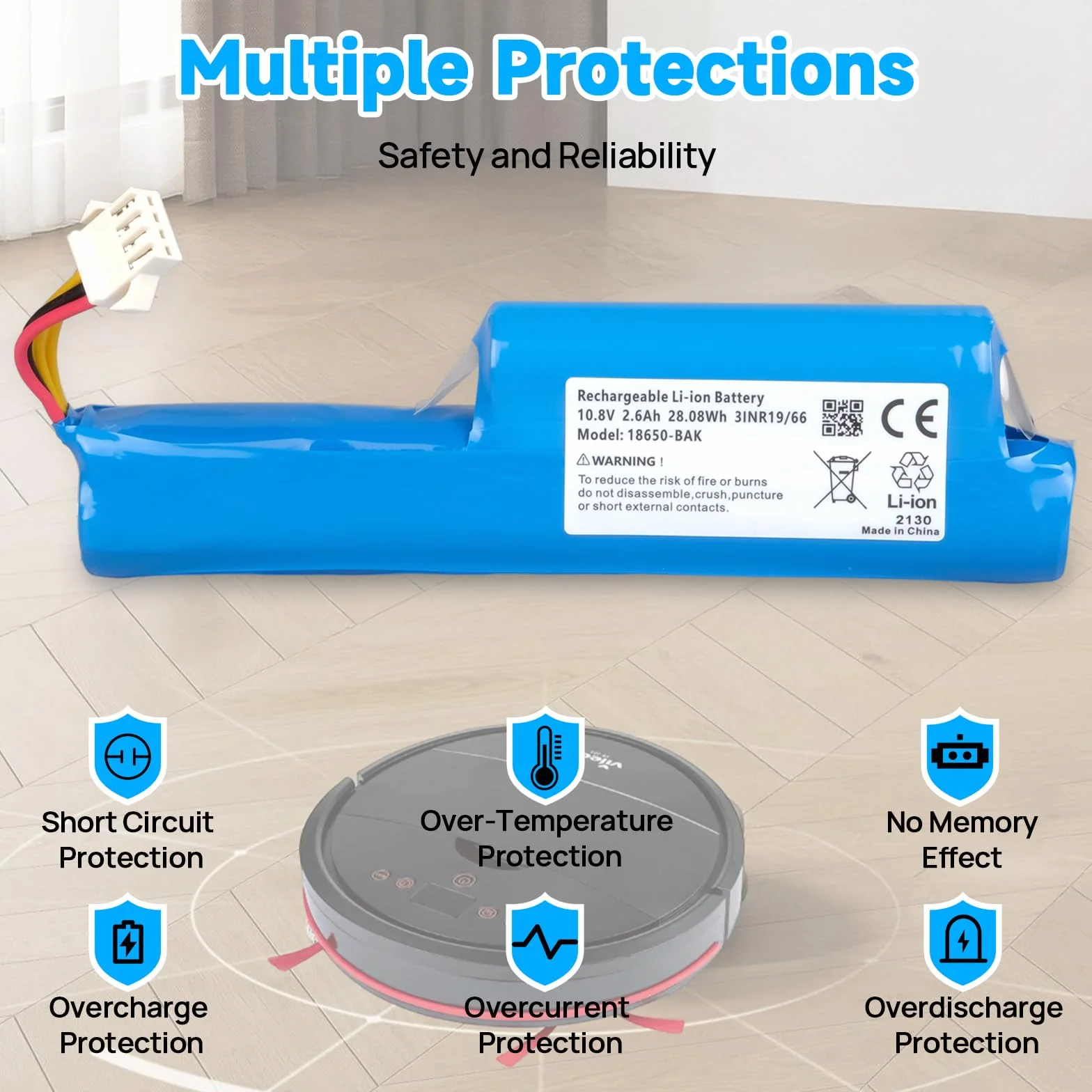 Bateria 2600 mAh kompatybilna z Vileda VR 102, VR One, VR 201 Pet Pro, VR 303