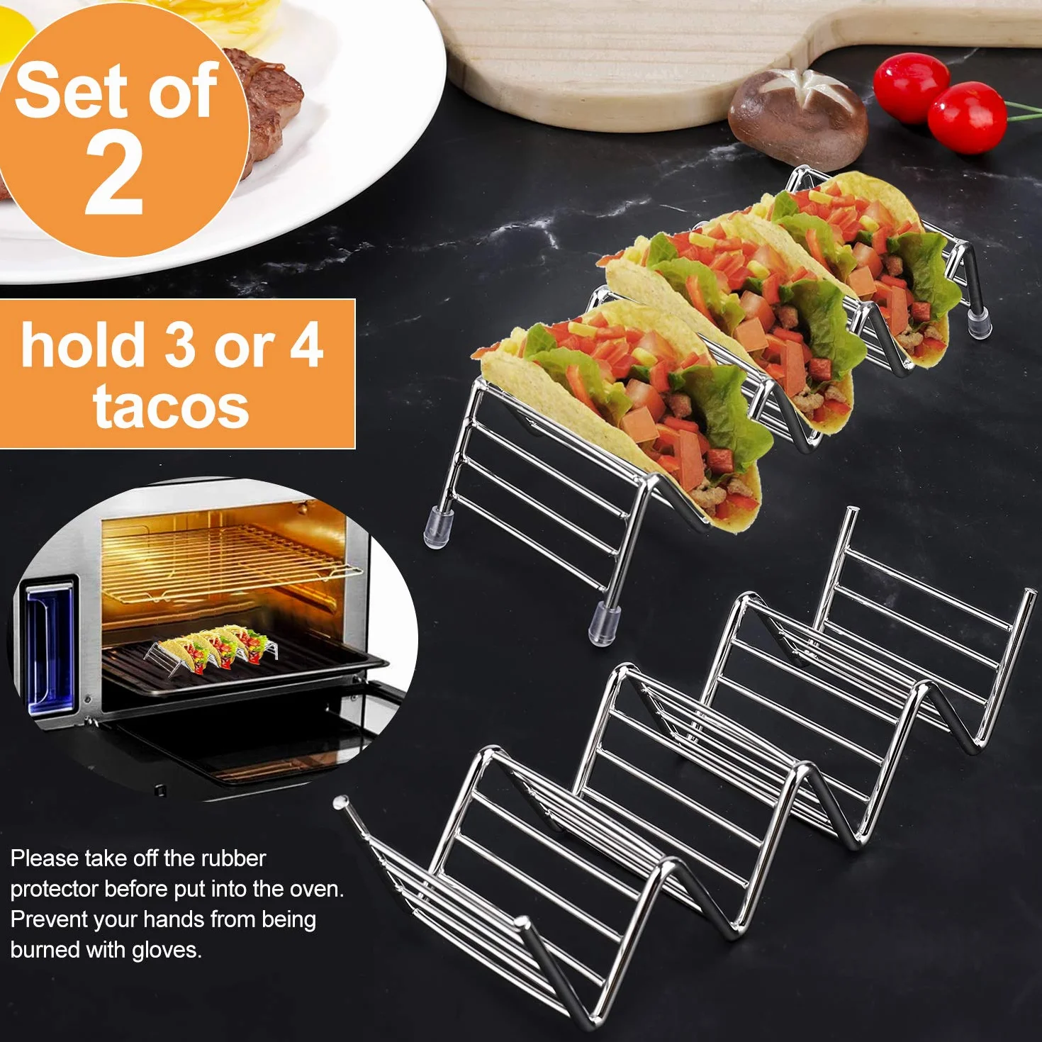 Uchwyt kołka ze stali nierdzewnej w kształcie fali do twardych lub miękkich naczyń Shell, Hot Dog Tacos 2 szt