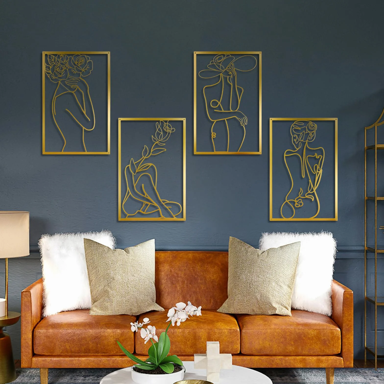 CXRYLZ-FUR Metalowa dekoracja ścienna, obrazy ścienne, dekoracja do salonu, nowoczesna, sztuka ścienna do zawieszenia, abstrakcyjna dekoracja ścienna, minimalistyczna dekoracja ścienna do pokoju