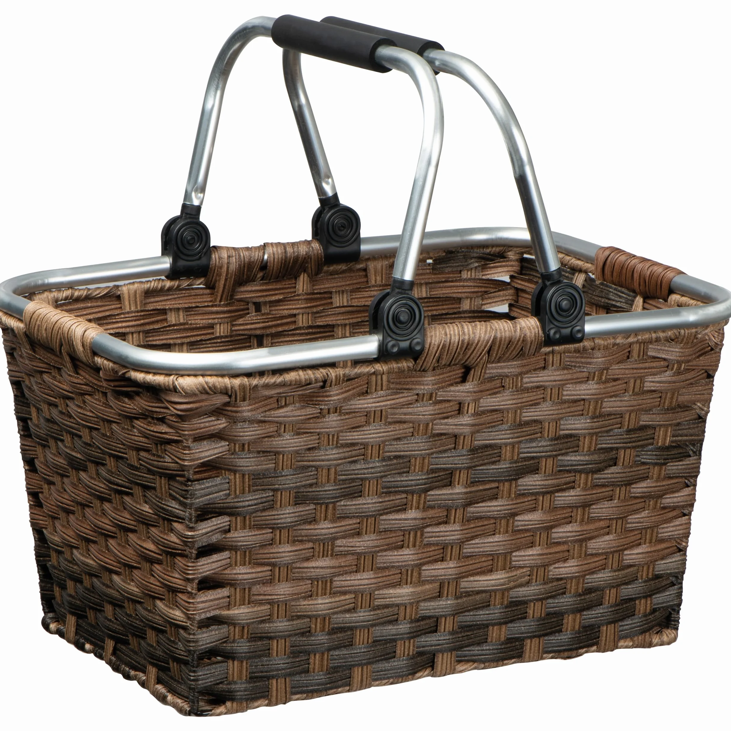 Kosz na zakupy rattanowy składany z aluminiowym uchwytem 41x30x25 cm