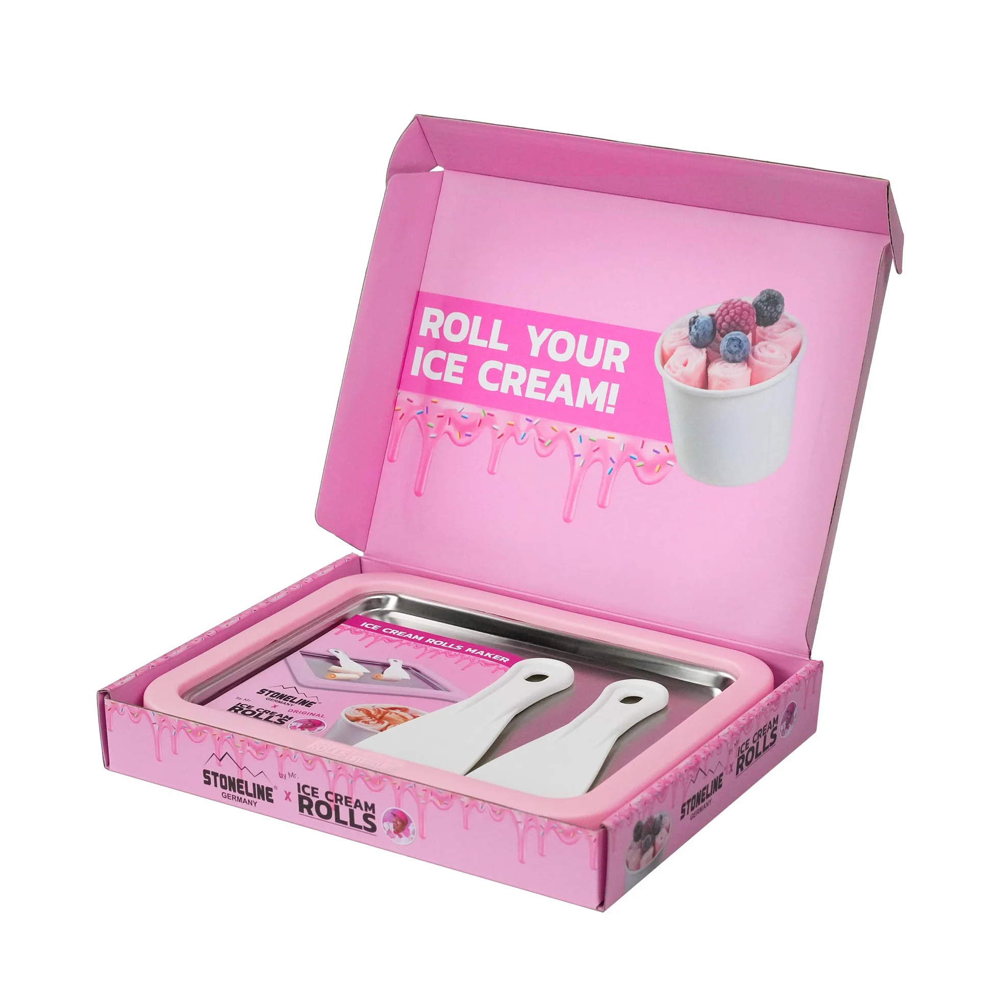Różowy Ice Cream Rolls Maker Eisflat do Domowej Roboty