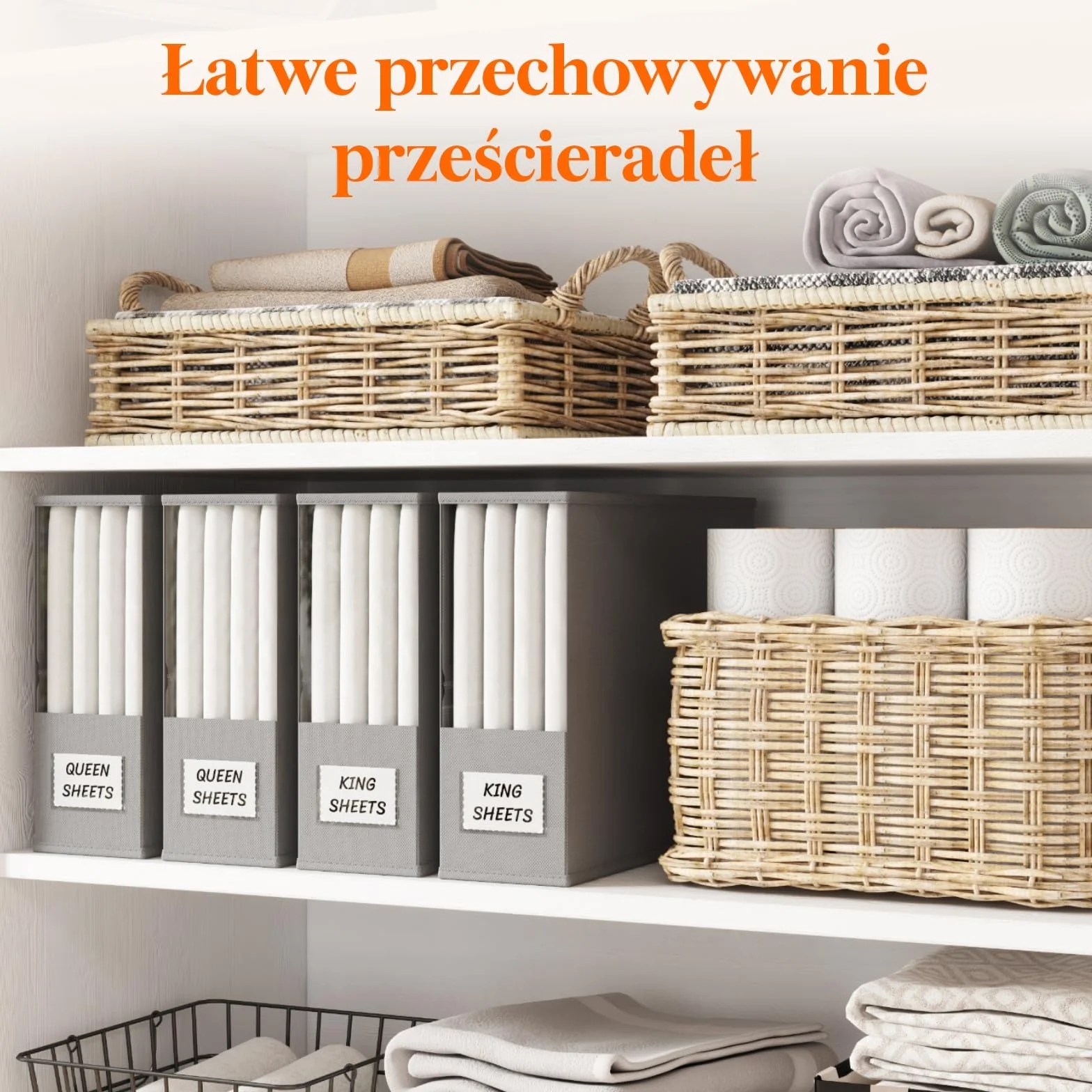 Lifewit 4-pakowy organizer na pościel, składane organizery na pościel z dużym przezroczystym oknem i etykietą, pudełko do przechowywania z pokrywkami, do zestawu na kołdrę