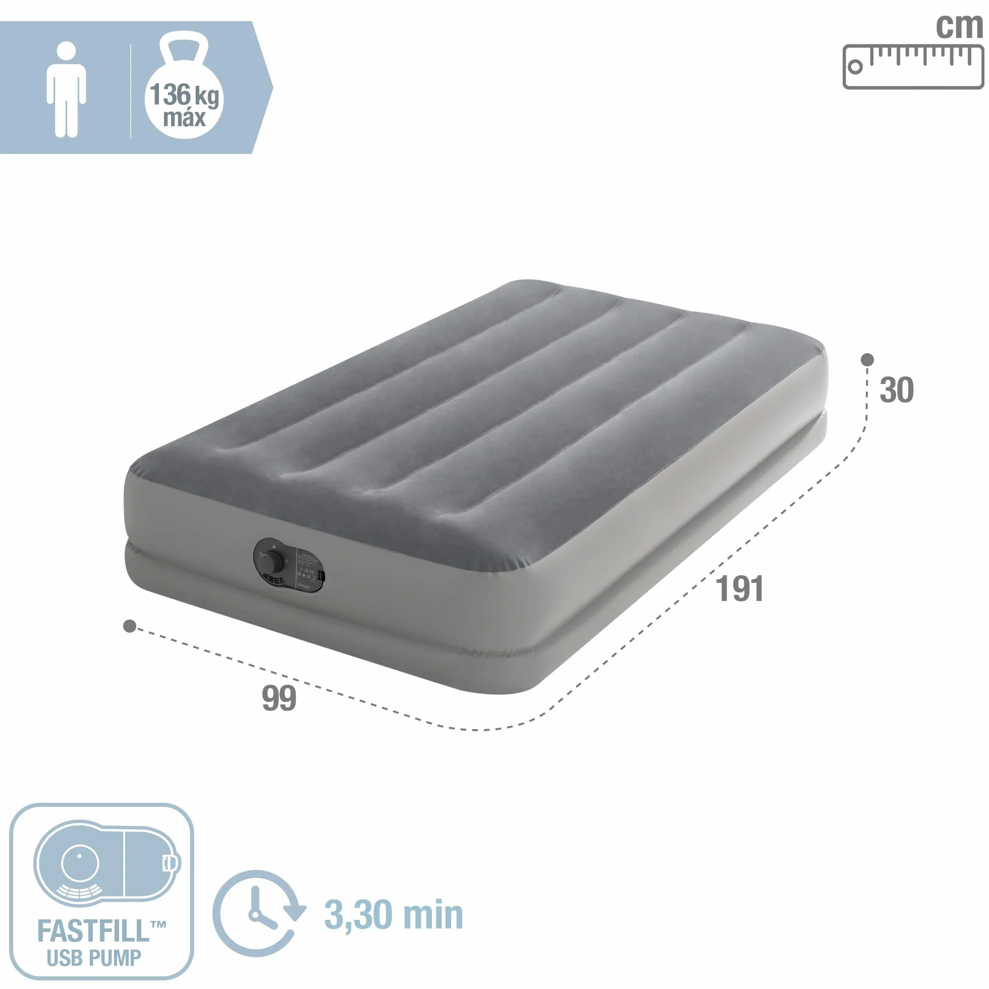 Intex Prestige Dura Beam Standard 64112 Materac 99 x 191 x 30 cm Szary