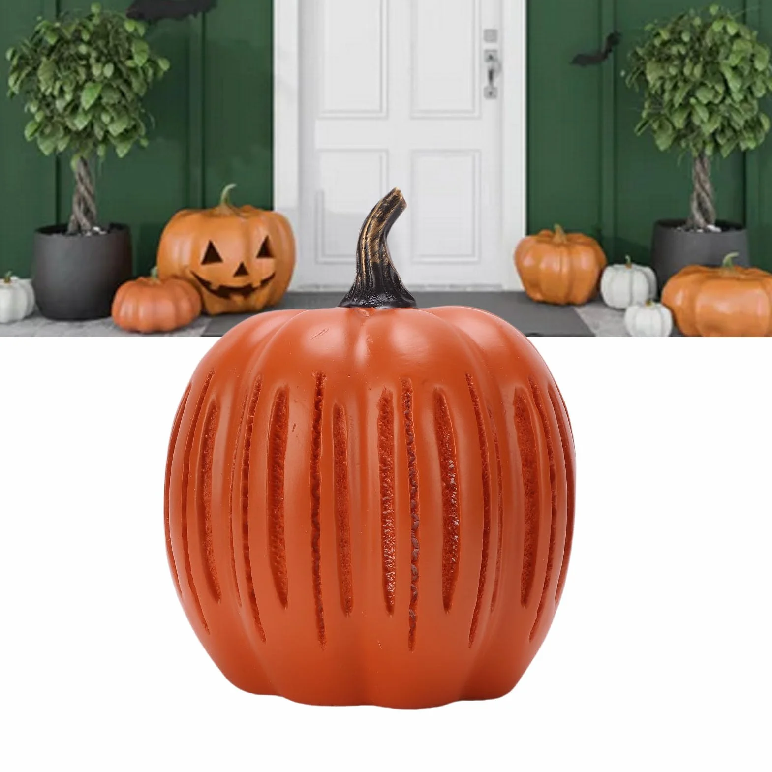 Luqeeg świecąca dynia wodoodporna ozdoba Halloween dekoracja na zewnątrz (S)