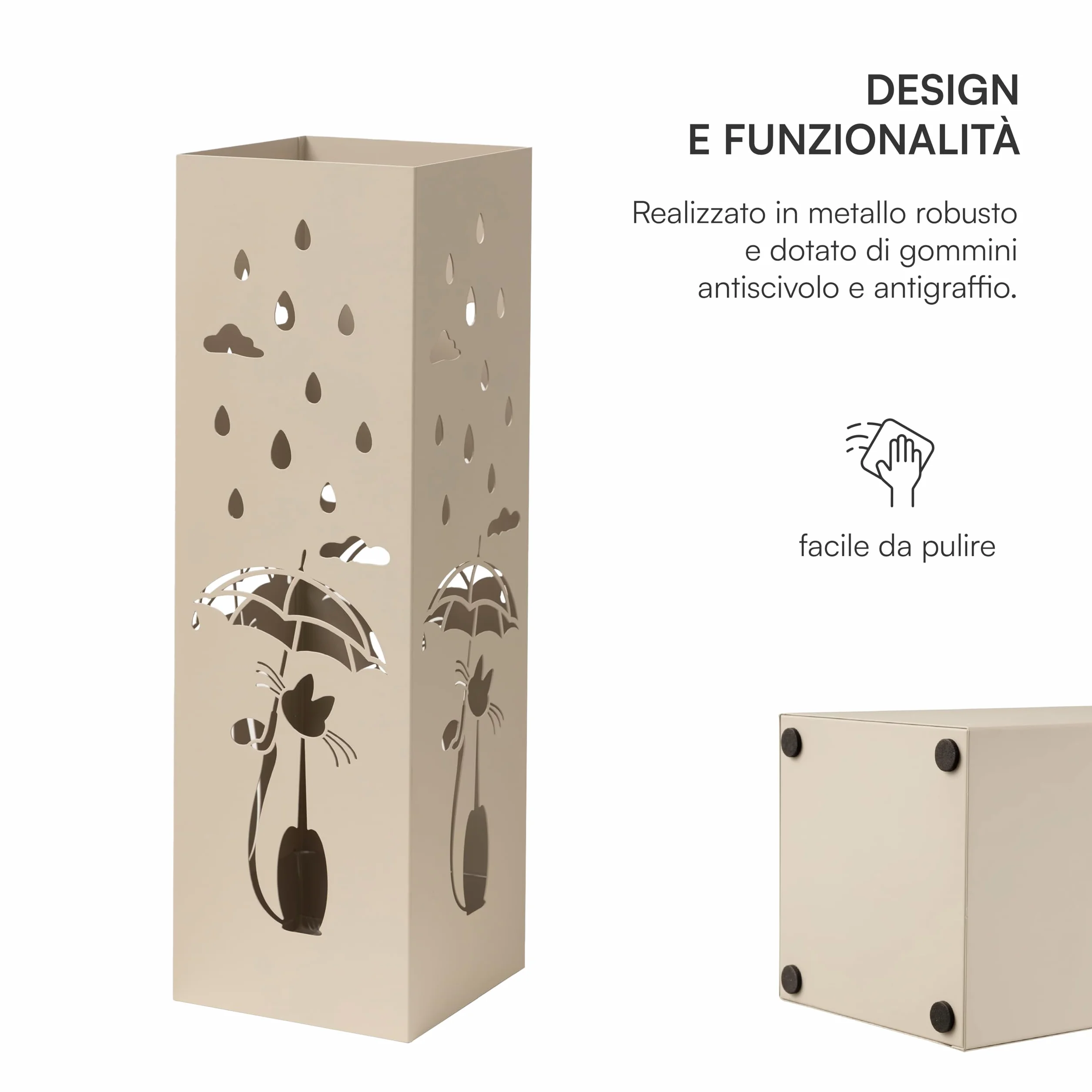 Baroni Home Metalowy uchwyt na parasole Tortora 15,5x15,5x49 cm