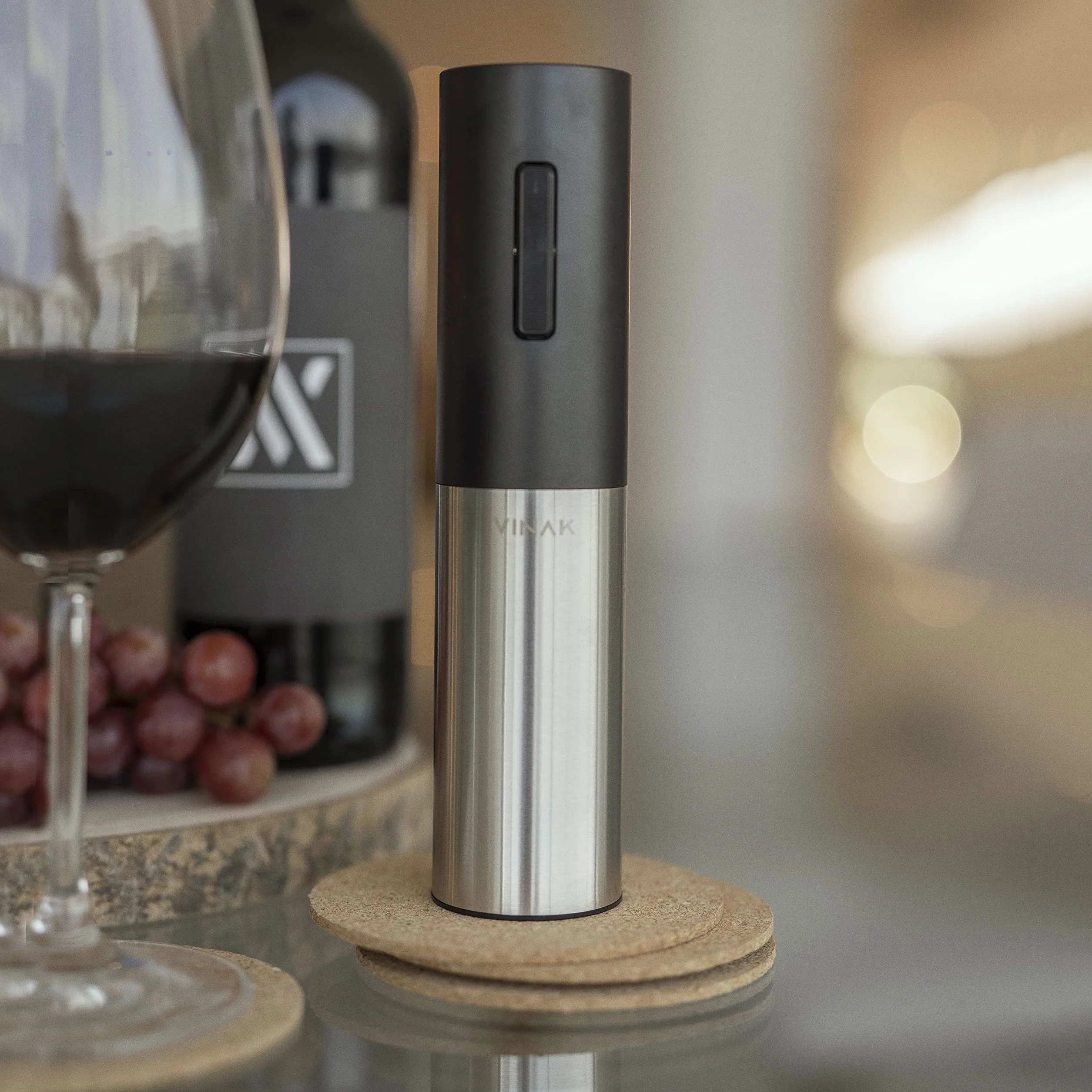 VINAK Elektryczny Otwieracz do Wina Akumulatorowy USB-C Korkociąg ze Stali Nierdzewnej