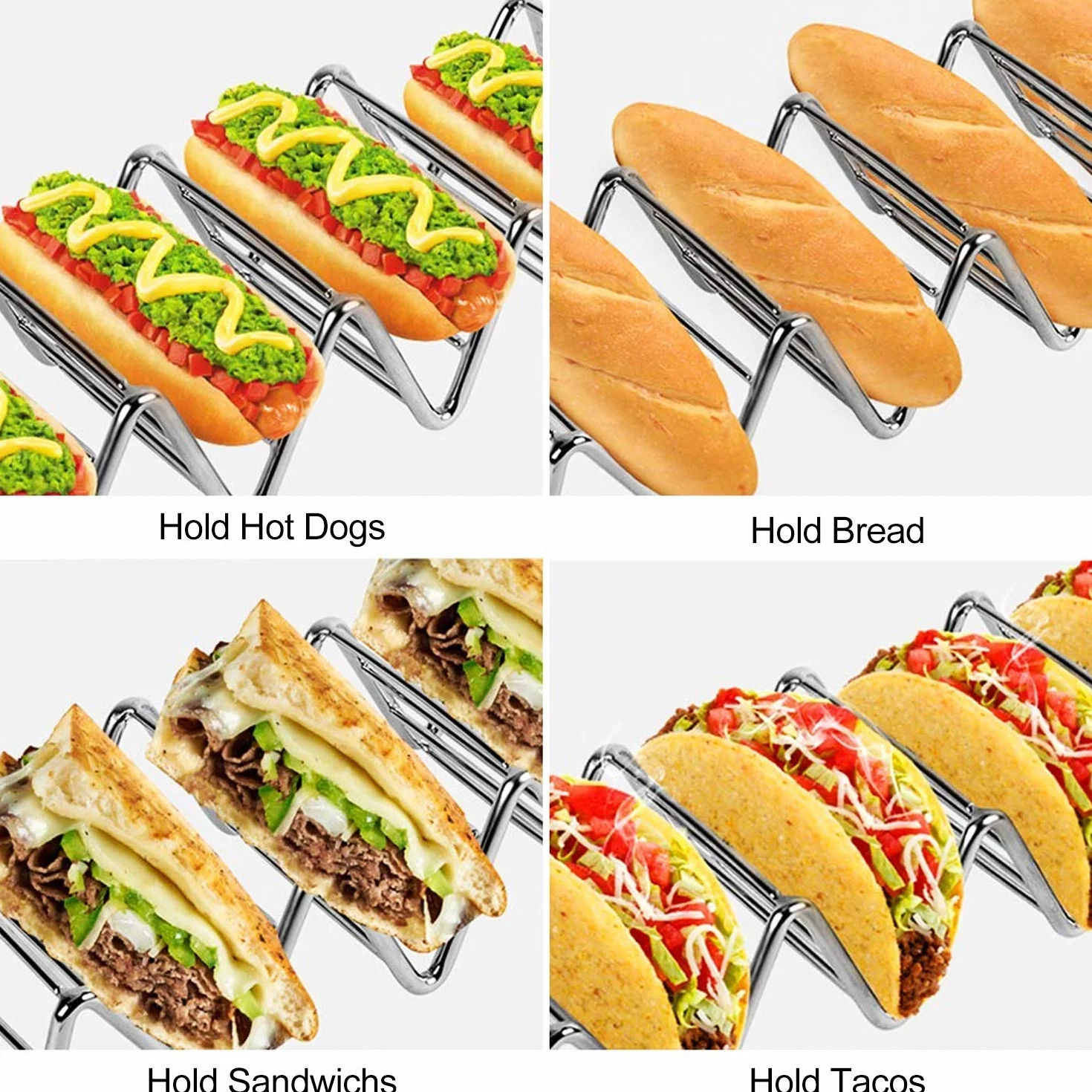 Uchwyt kołka ze stali nierdzewnej w kształcie fali do twardych lub miękkich naczyń Shell, Hot Dog Tacos 2 szt