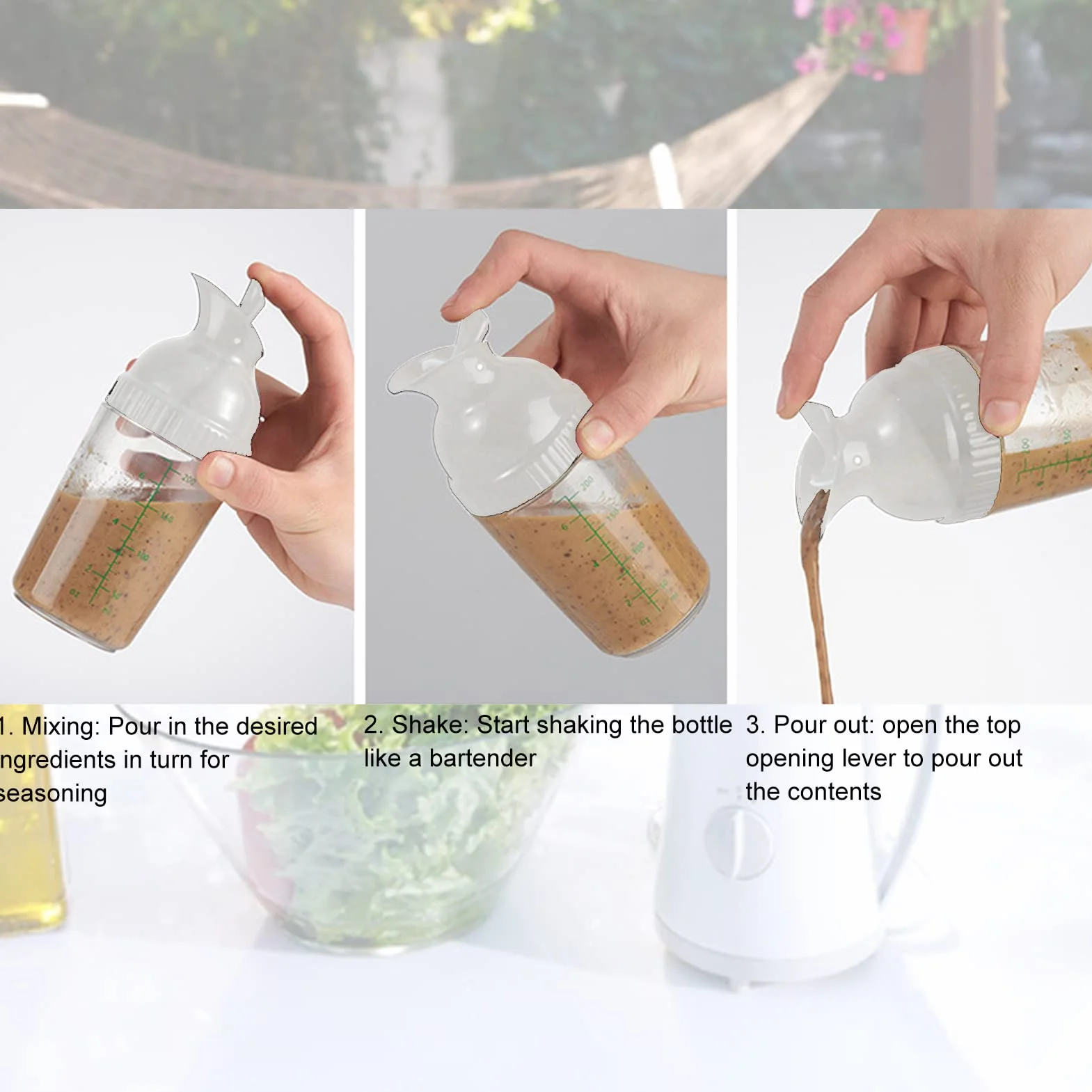 Shaker do sałatek 200 ml słoik z pokrywką zapobieganie wyciekom Biały