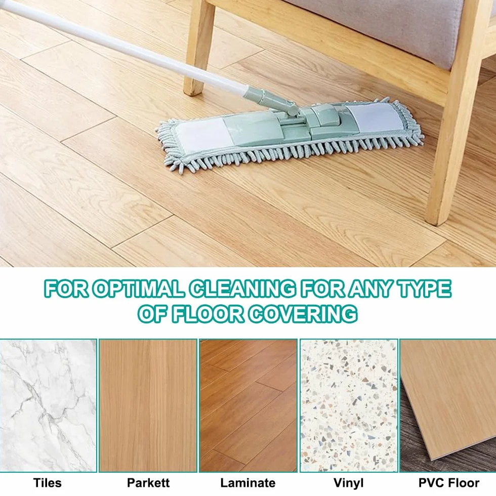 2 sztuki wymiennych poszewek na mop podłogowy, 43 x 13 cm, szenilowe, wielokrotnego użytku, suche ściereczki podłogowe, chłonność wody, mop do mopa, pokrowiec na mop podłogowy, do płytek, podłóg