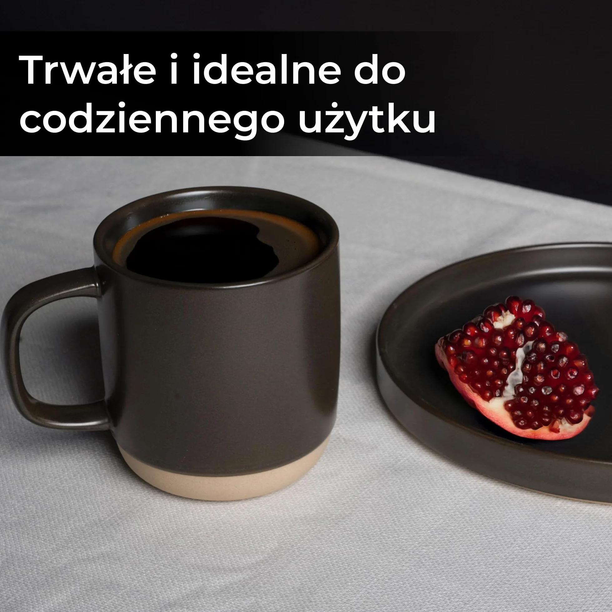 MIAMIO Zestaw 4 Kubków Ceramicznych 500 ml na Kawę Cappuccino Latte Macchiato Herbatę Espresso Kolekcja Sierra Ciemny