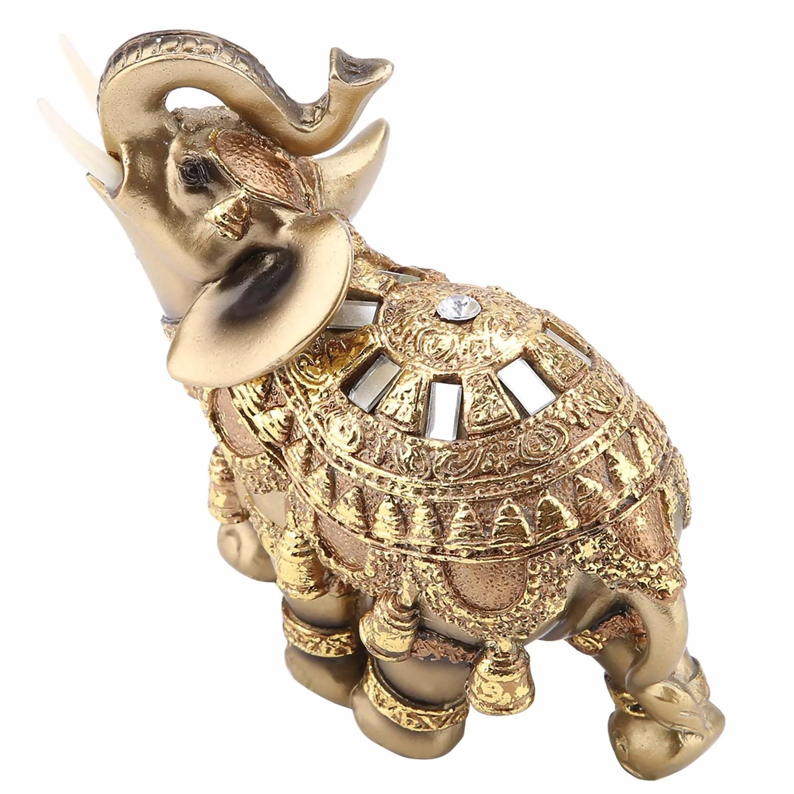 Lucky Feng Shui Golden Elephant Statue, Figure Figurine Dekoracja Domu, Urocze Słonie Elegancka Dekoracja do Domu, Biura, Hotelu lub Kawiarni (L)