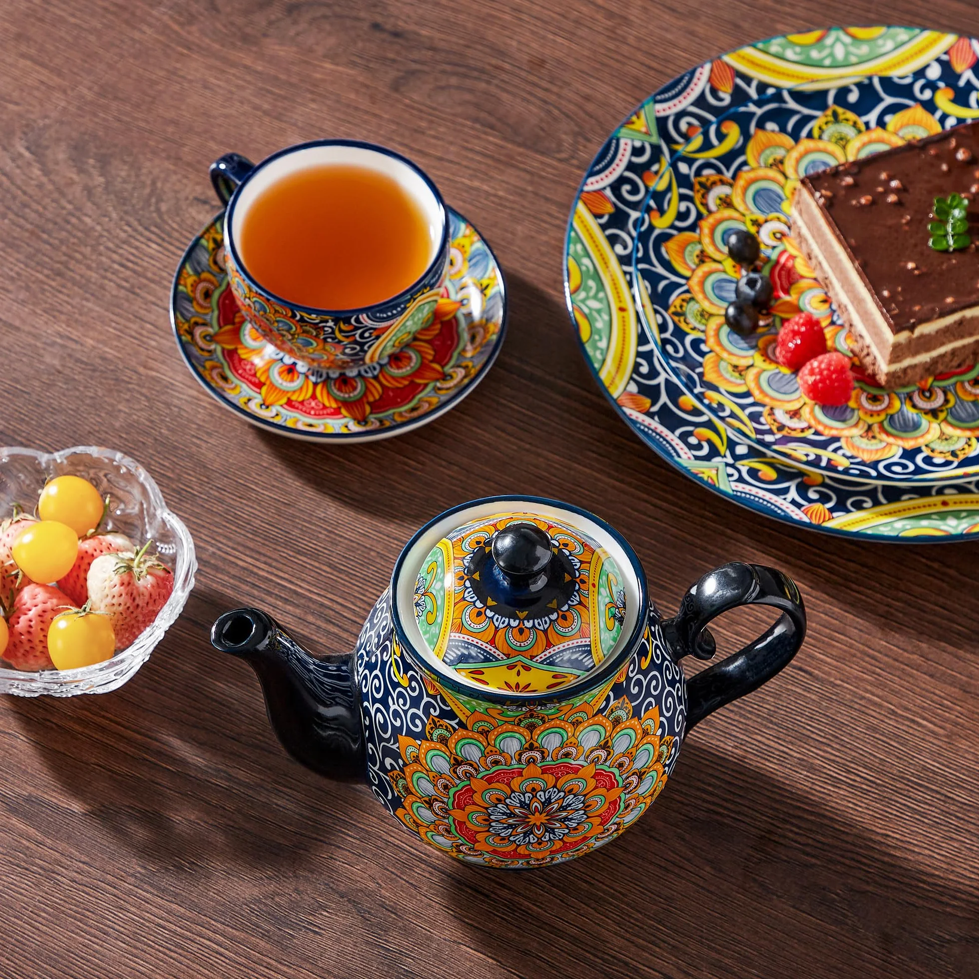 vancasso SIMI dzbanek do herbaty, 900 ml, porcelanowy dzbanek do herbaty, regał Bloom