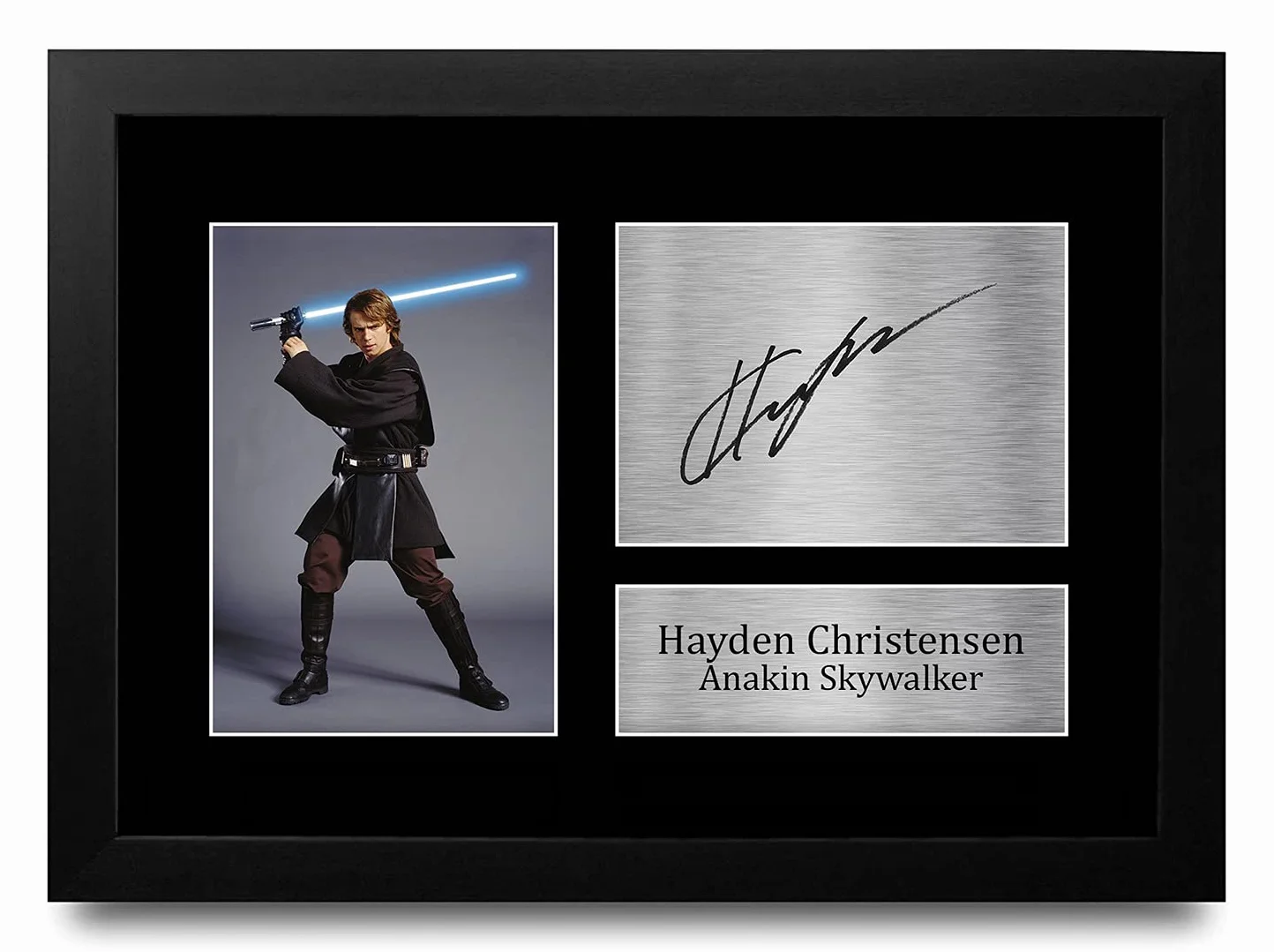 HWC Trading FR Hayden Christensen prezent z podpisaną ramką A4 nadruk autograf z motywem Gwiezdnych wojen prezenty Anakin Skywalker nadruk zdjęcie ekspozycja