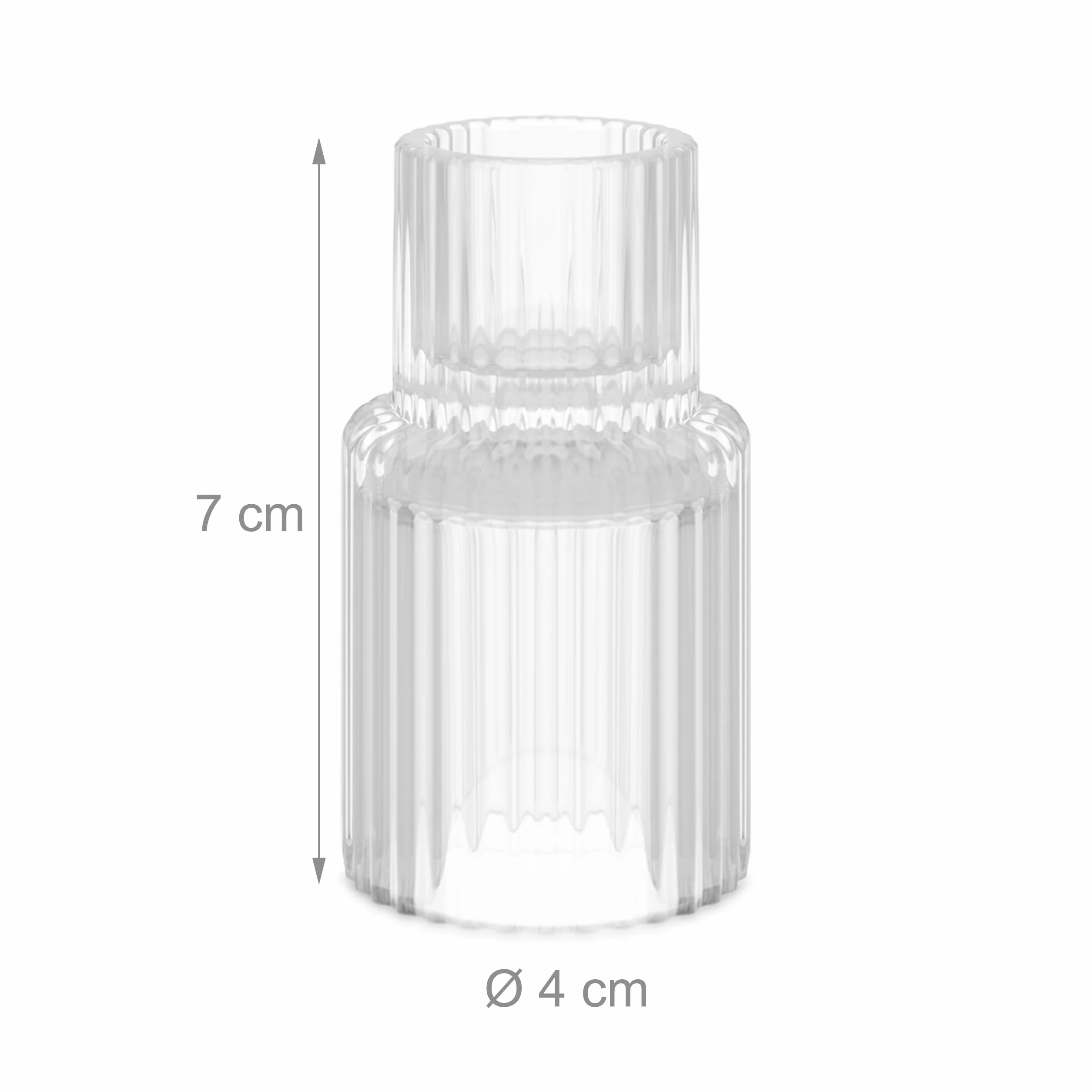 Relaxdays stojak na świece zestaw 20 sztuk szkło żebrowane okrągłe przezroczyste 7x4 cm