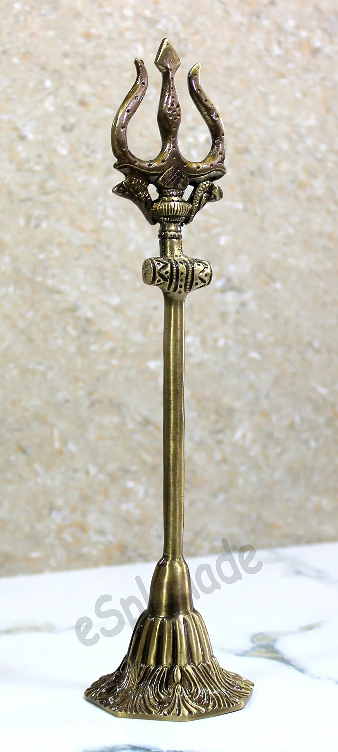 ESPLANADE Mosiężny trójząb Shiva Shiv Bholenath Trishul z Damru - 28 cm
