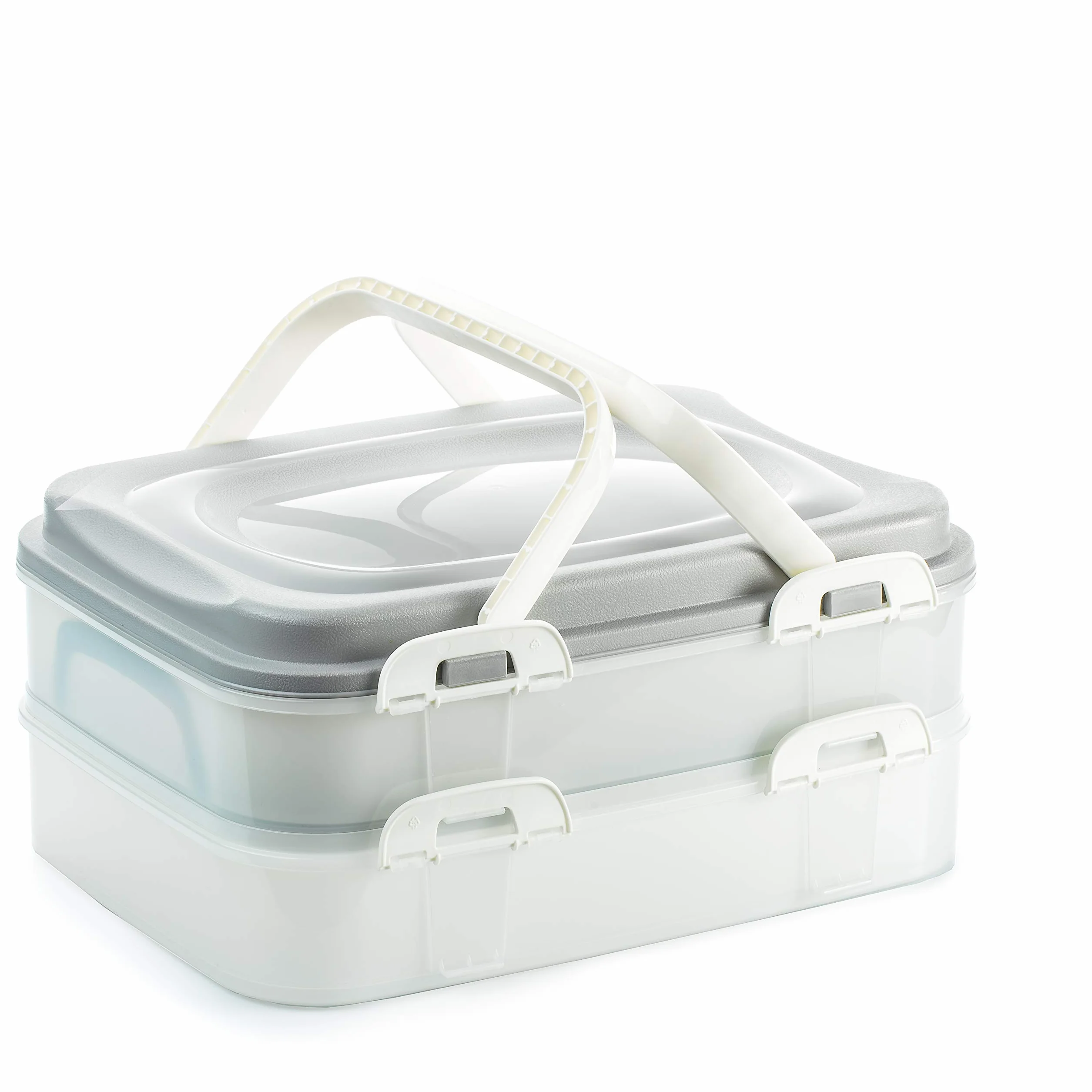 Party Container pojemnik na ciasto XL z 2 półkami składany szary