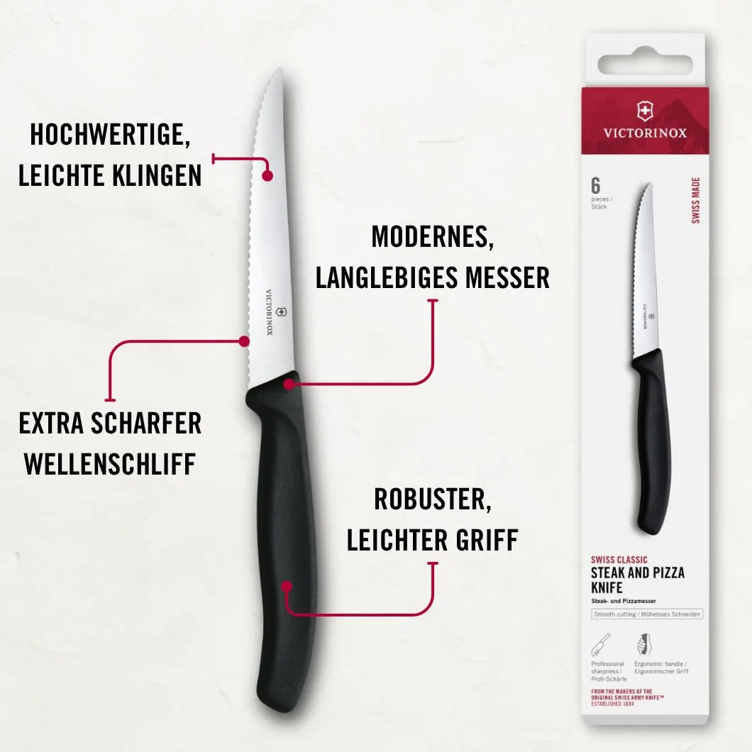Victorinox Swiss Classic 6-częściowy zestaw noży do steków czarny 24 cm