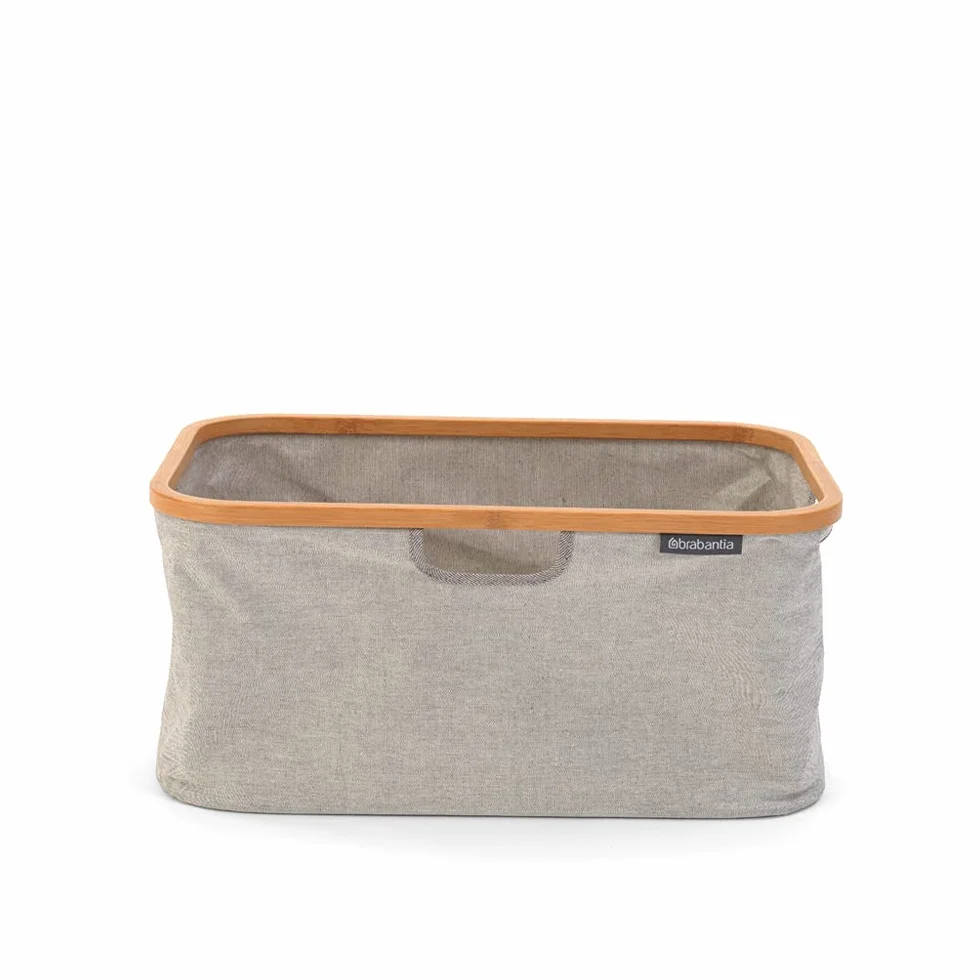 Brabantia - Składany kosz na pranie 45L - Wodoodporny kosz na mokre i suche pranie - Kosz do przechowywania ubrań i bielizny - Miękkie uchwyty - Grey/Bamboo
