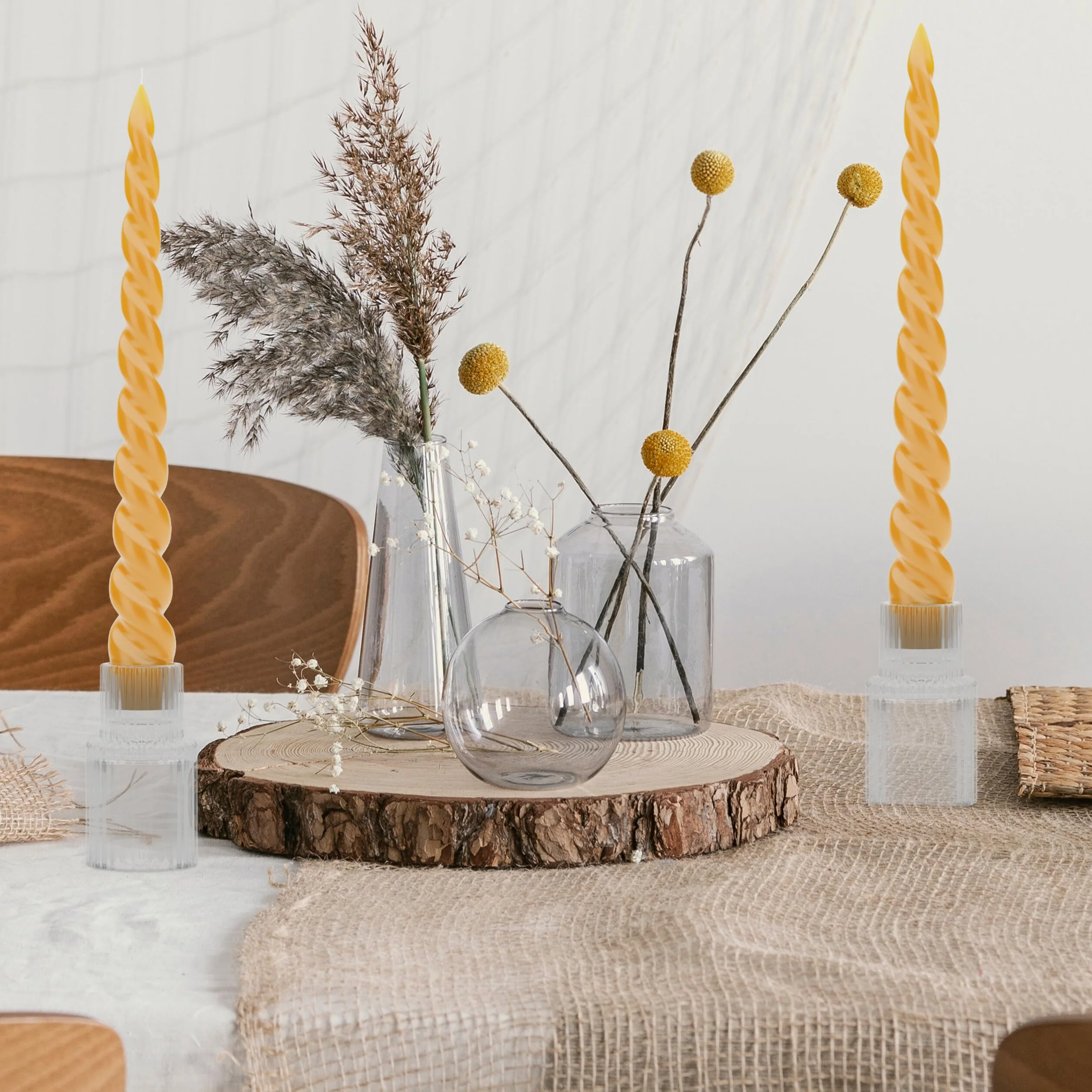 Relaxdays stojak na świece zestaw 20 sztuk szkło żebrowane okrągłe przezroczyste 7x4 cm