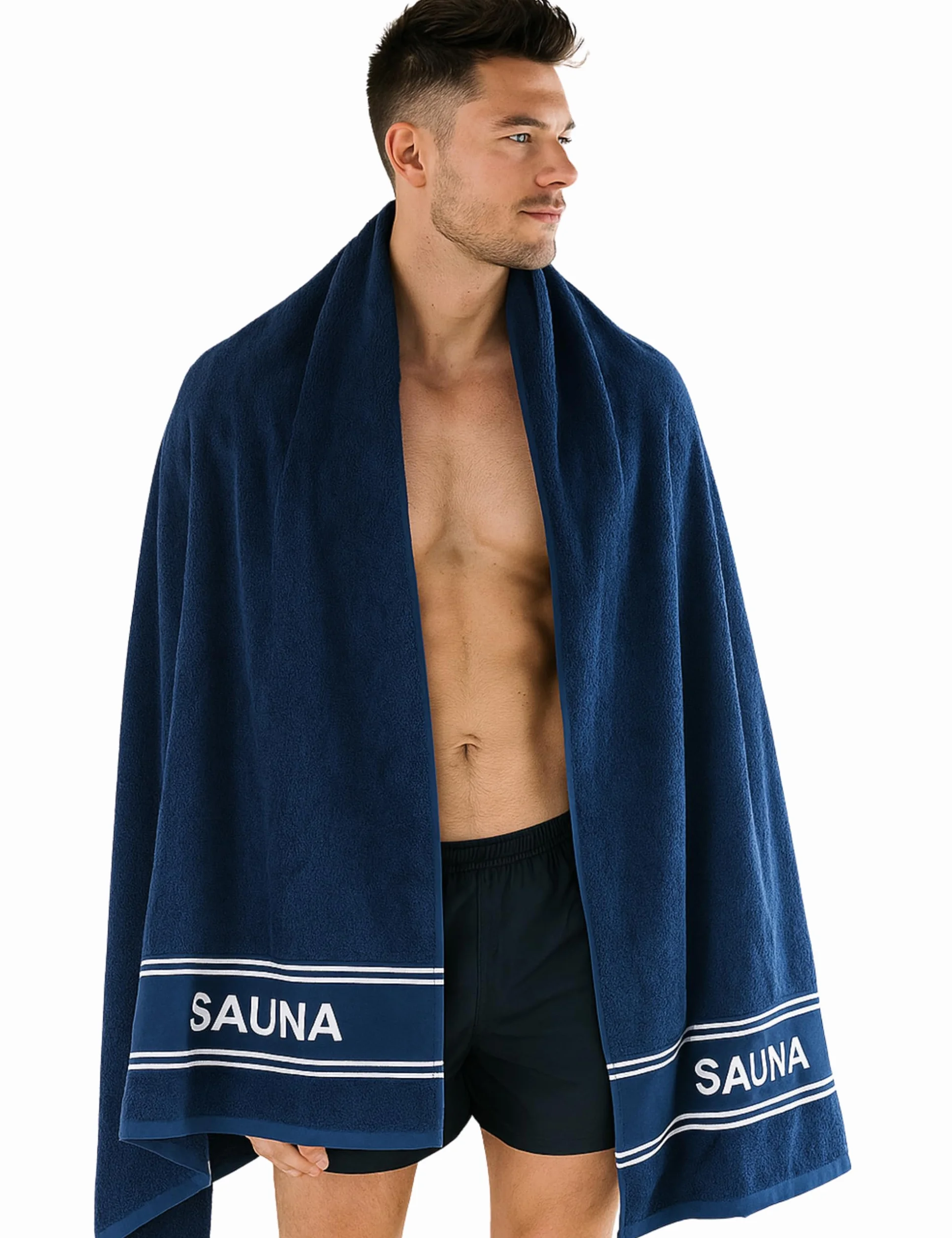 Morgenstern Ręcznik do sauny XXL 80 x 200 cm, 100% bawełna, ręcznik do sauny, duży ręcznik kąpielowy dla kobiet i mężczyzn, frotte, Oeko Tex Standard 100, granatowy