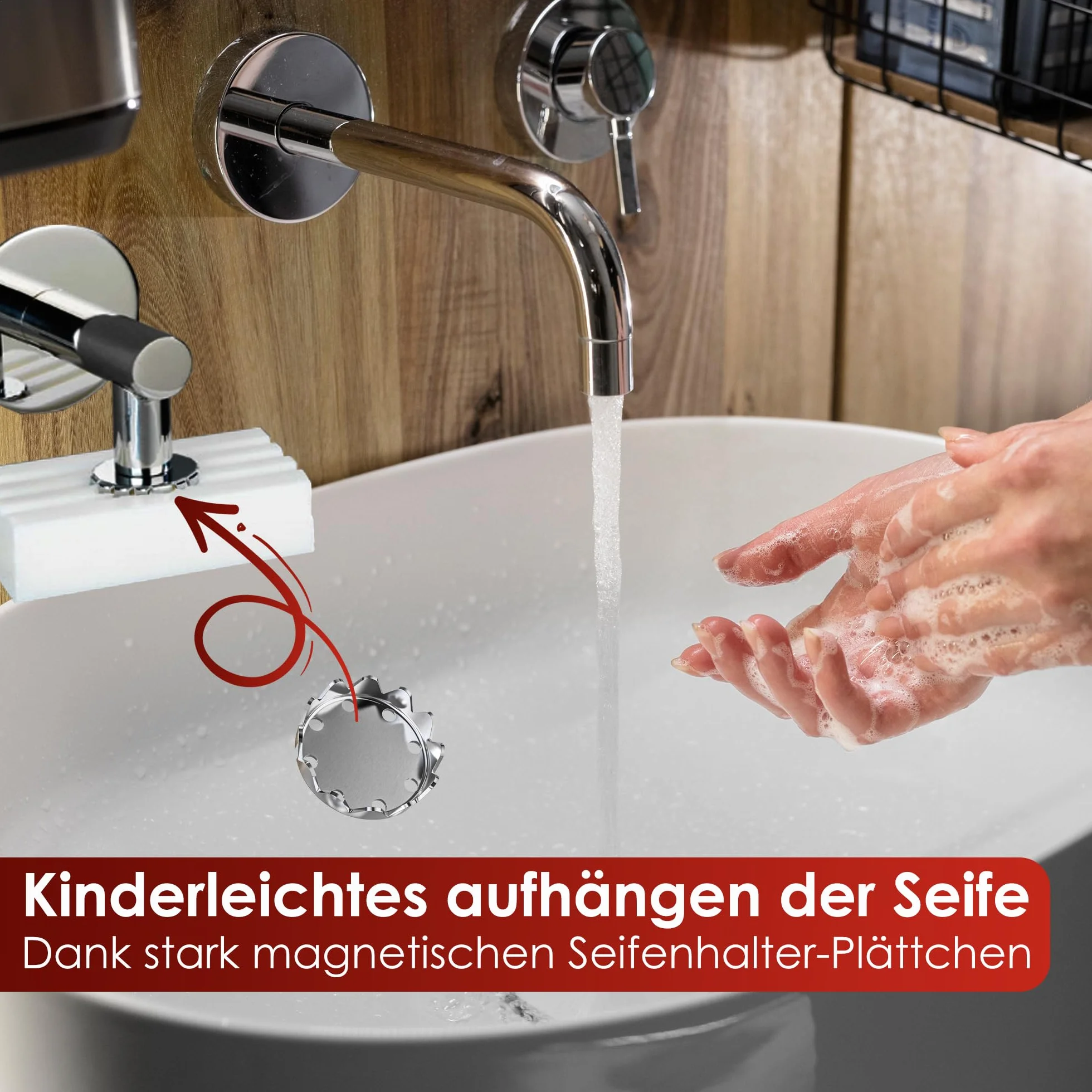 Płyta zamienna do magnetycznego mydła WEIDEBACH®, zestaw 6 płyt magnetycznych, stal nierdzewna SS430, uniwersalny magnes mydlany, stały magnes do mydła magnetycznego