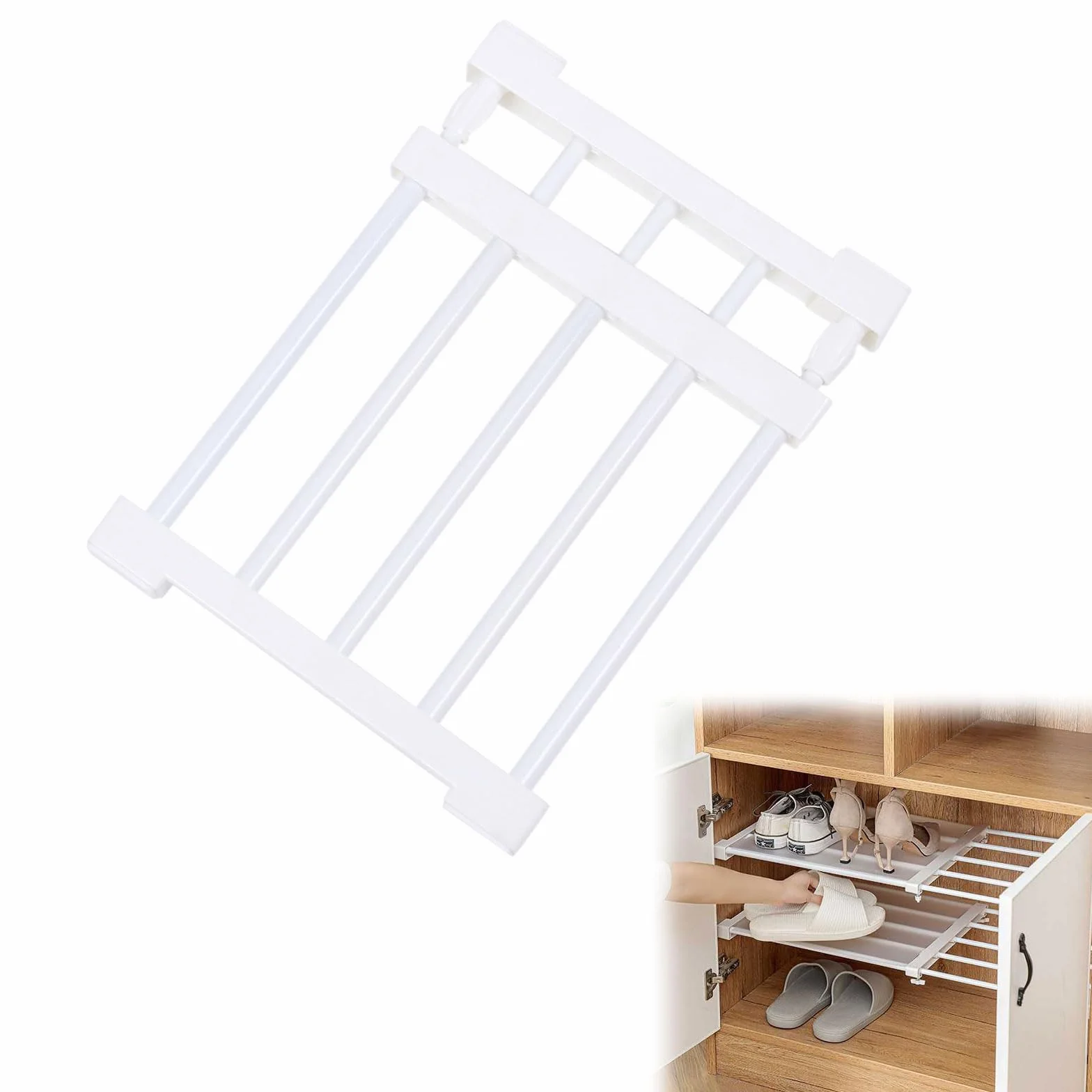 Helweet Wysuwane półki, szafa, regał zaciskowy, organizer do przechowywania, regał teleskopowy, regał magazynowy, do szaf, regałów na buty, regałów magazynowych, regulowana długość 23-30 cm