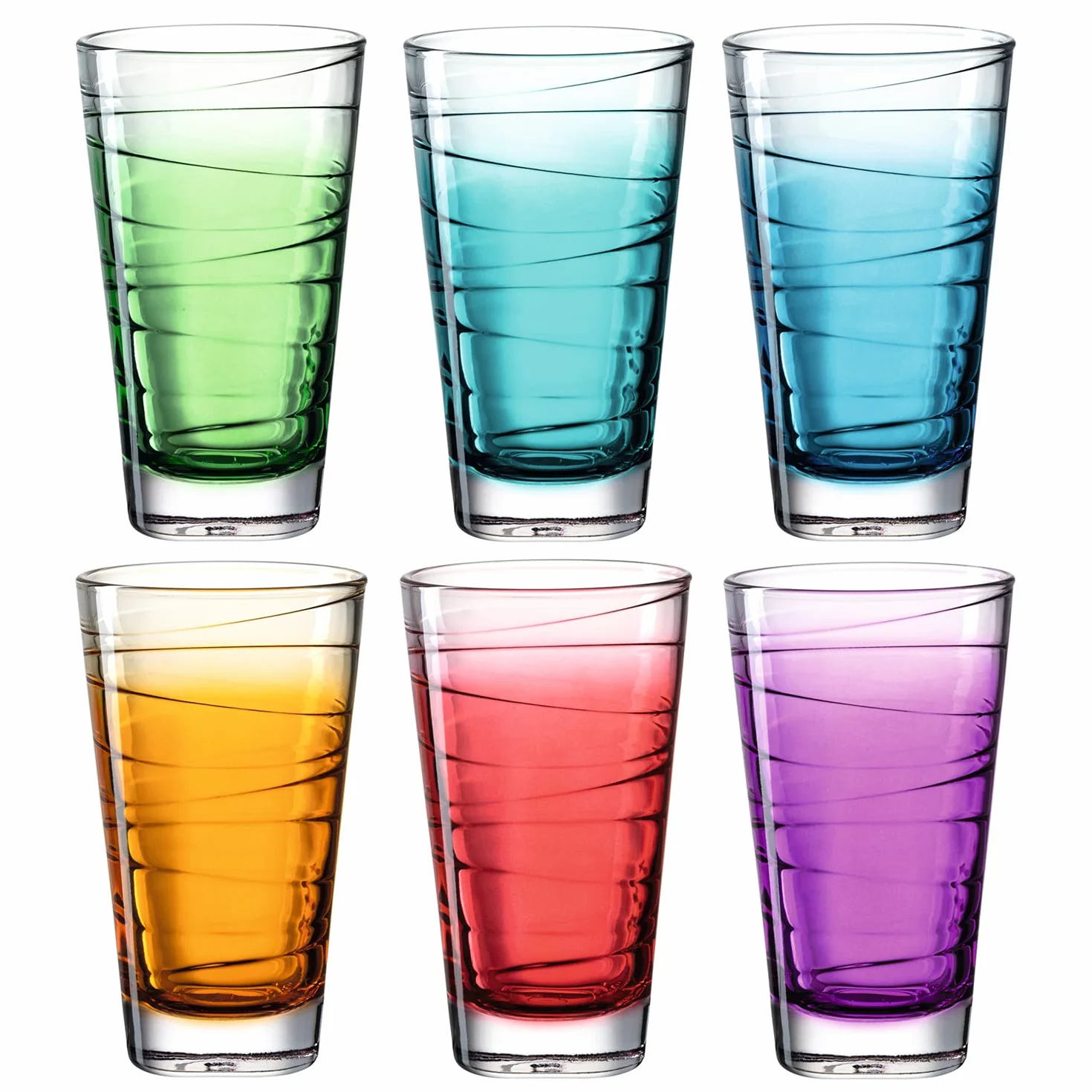 Leonardo Vario Struttura szklanki do picia zestaw 6 sztuk kolorowe kubki ze szkła 280 ml