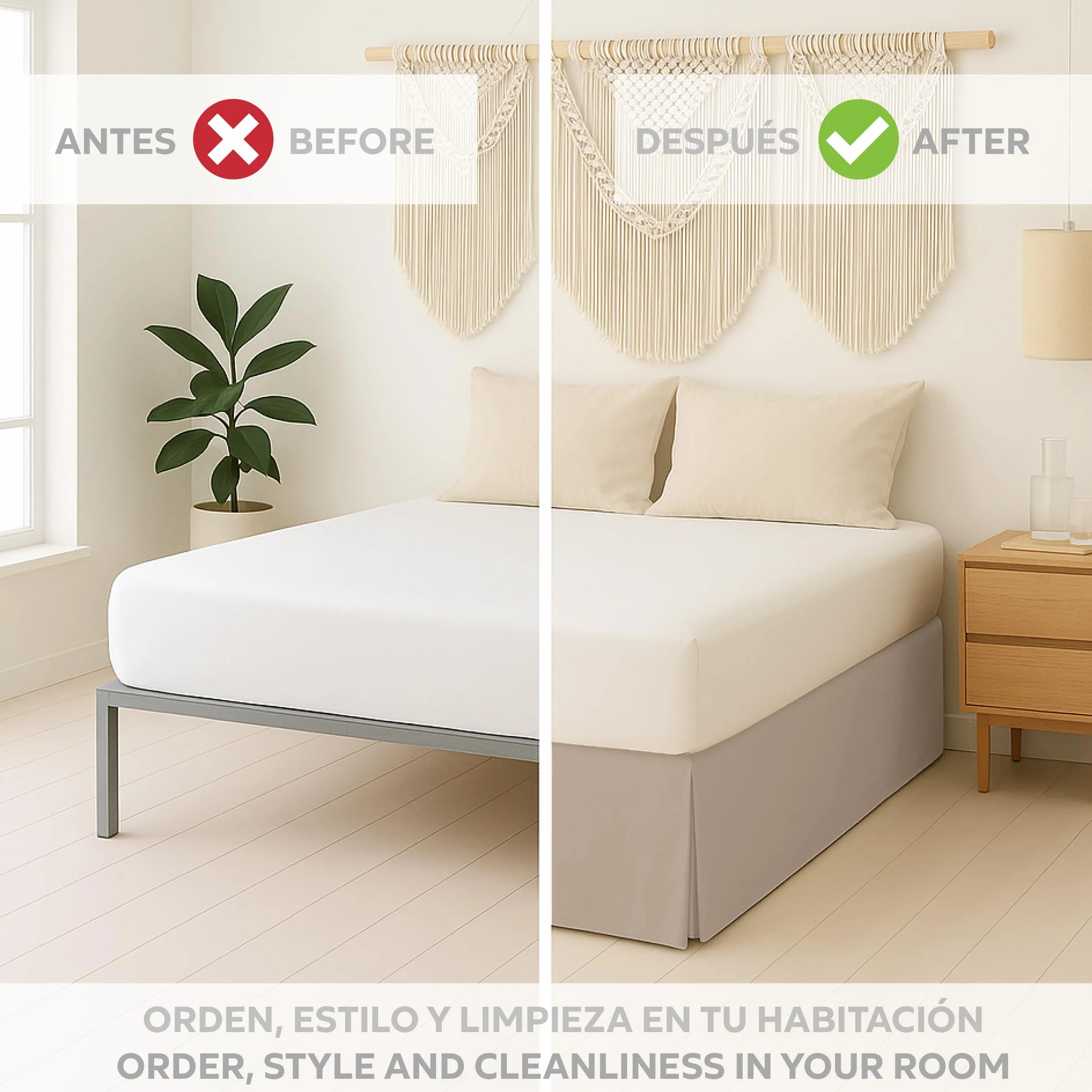 EasyCosy Pokrowiec Canape do spódnicy na łóżko ATENEA 150 cm Beige 150x190/200cm