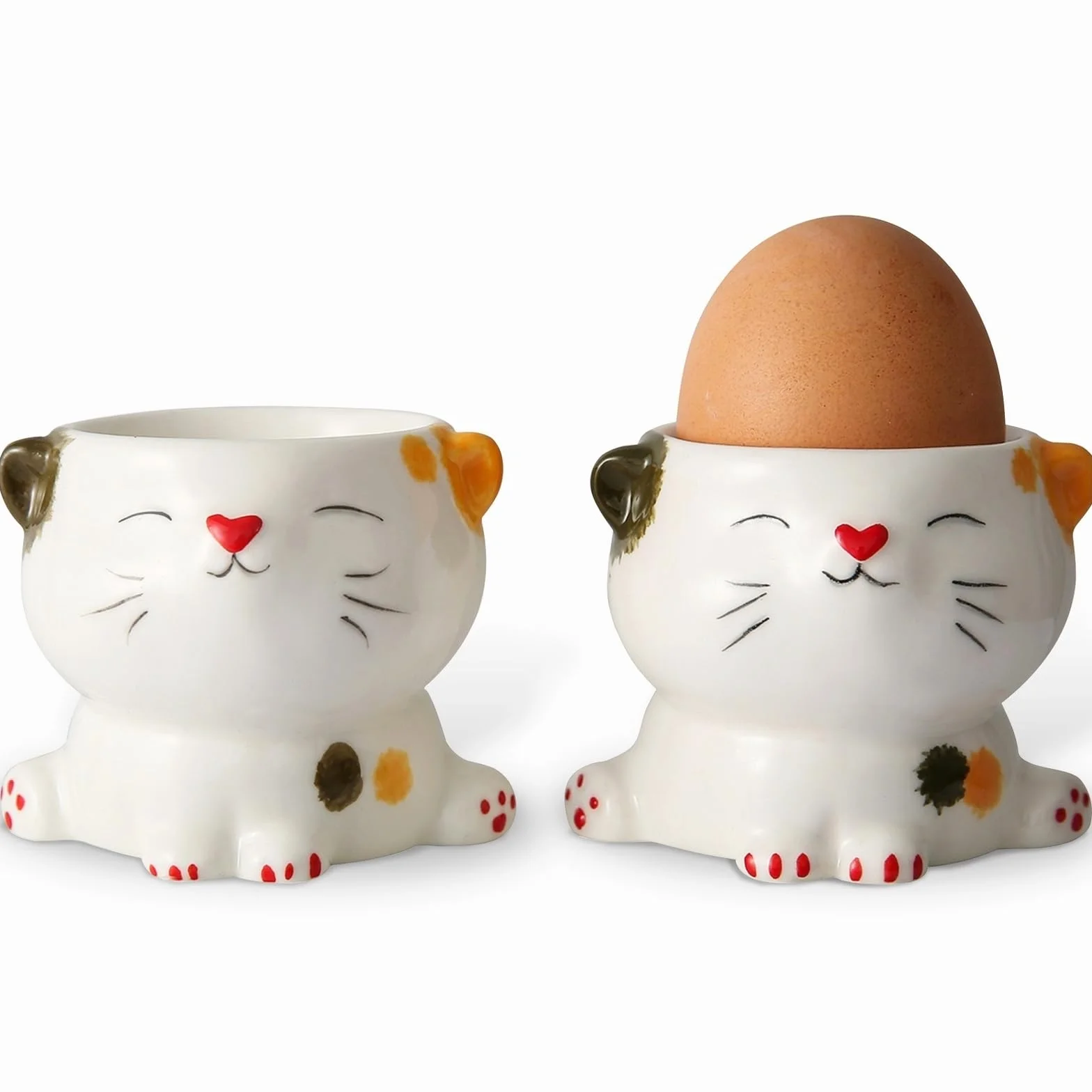 Zestaw 2 kieliszków do jajek Ceramika Porcelana Słodki Kotek Dekoracja naczyń Prezent
