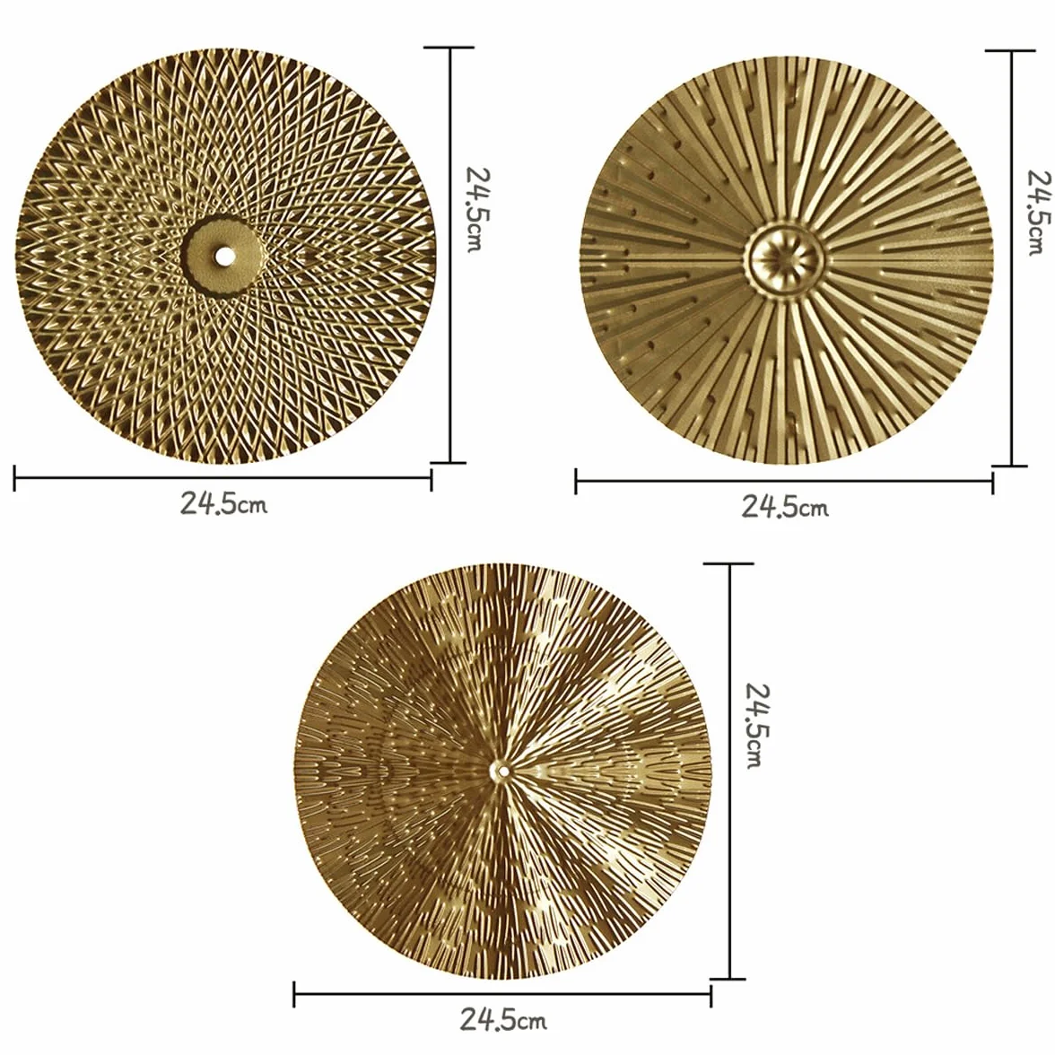 7 szt. Nowoczesny metalowy zestaw artystyczny na ścianę złota dekoracja ścienna do salonu okrągły rozbłysk słońca metalowa sztuka ścienna do eleganckiej i modnej dekoracji domu