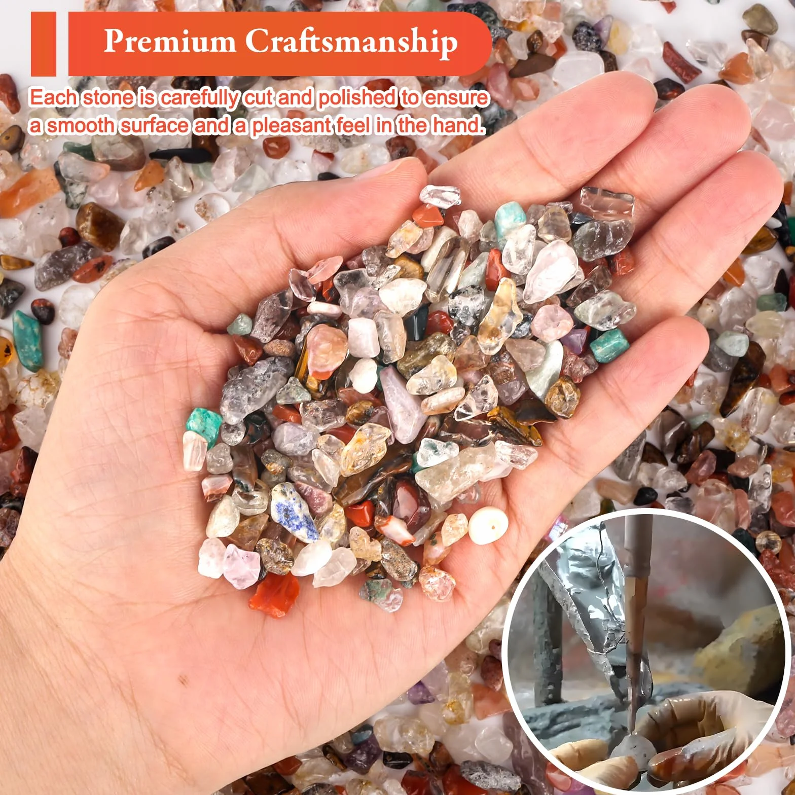 Zestaw 400 g kryształów czakr, kamienie bębnowe, 5 ~ 15 mm, mini kamienie szlachetne, mogą być używane do wazonów, dekoracyjnych ornamentów