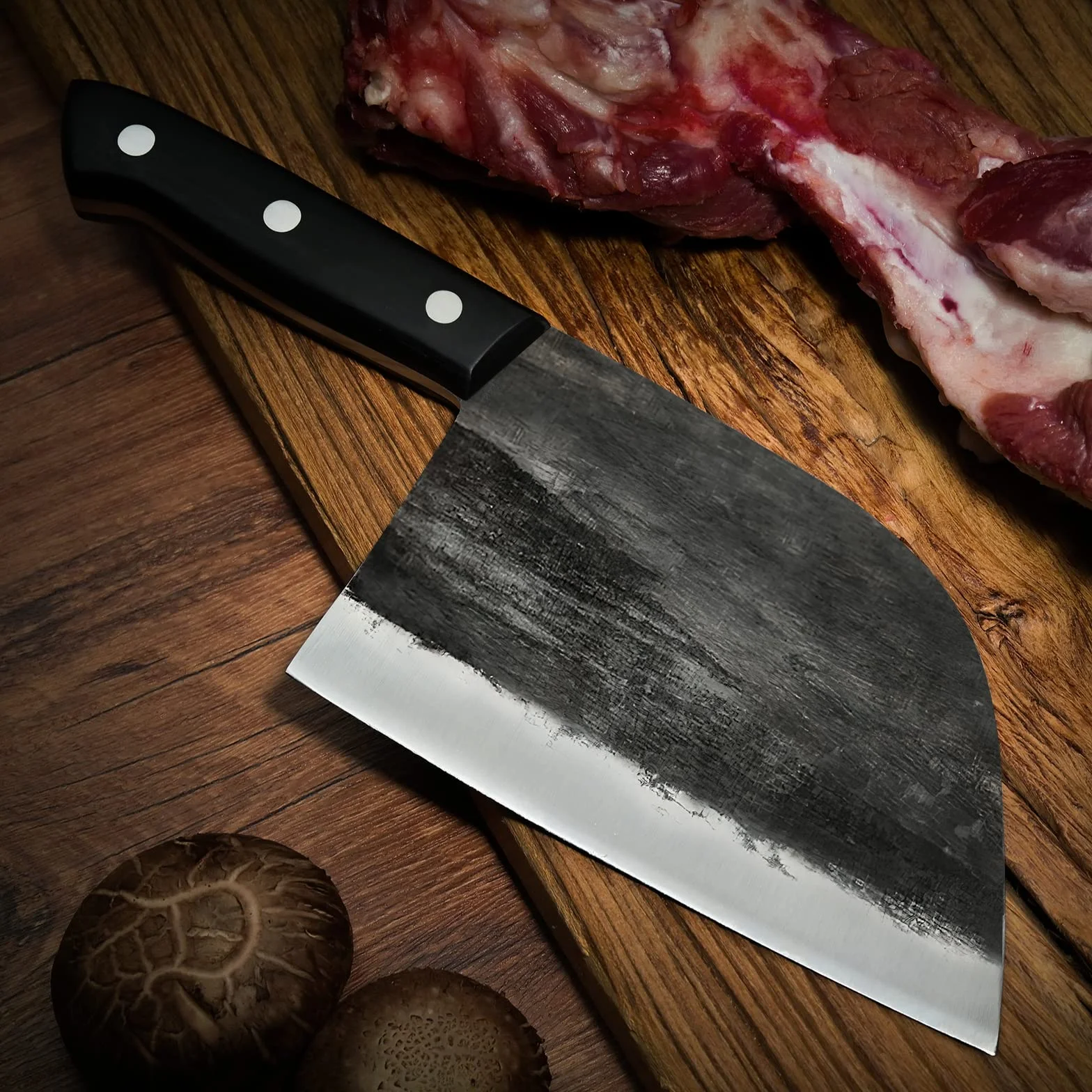 Chiński nóż szefa kuchni, nóż rzeźniczy, nóż do filetowania, nóż Santoku, nóż do mięsa, nóż uniwersalny, nóż kuchenny, nóż do siekania siekacza, ze skórzaną pochwą, nóż do mięsa