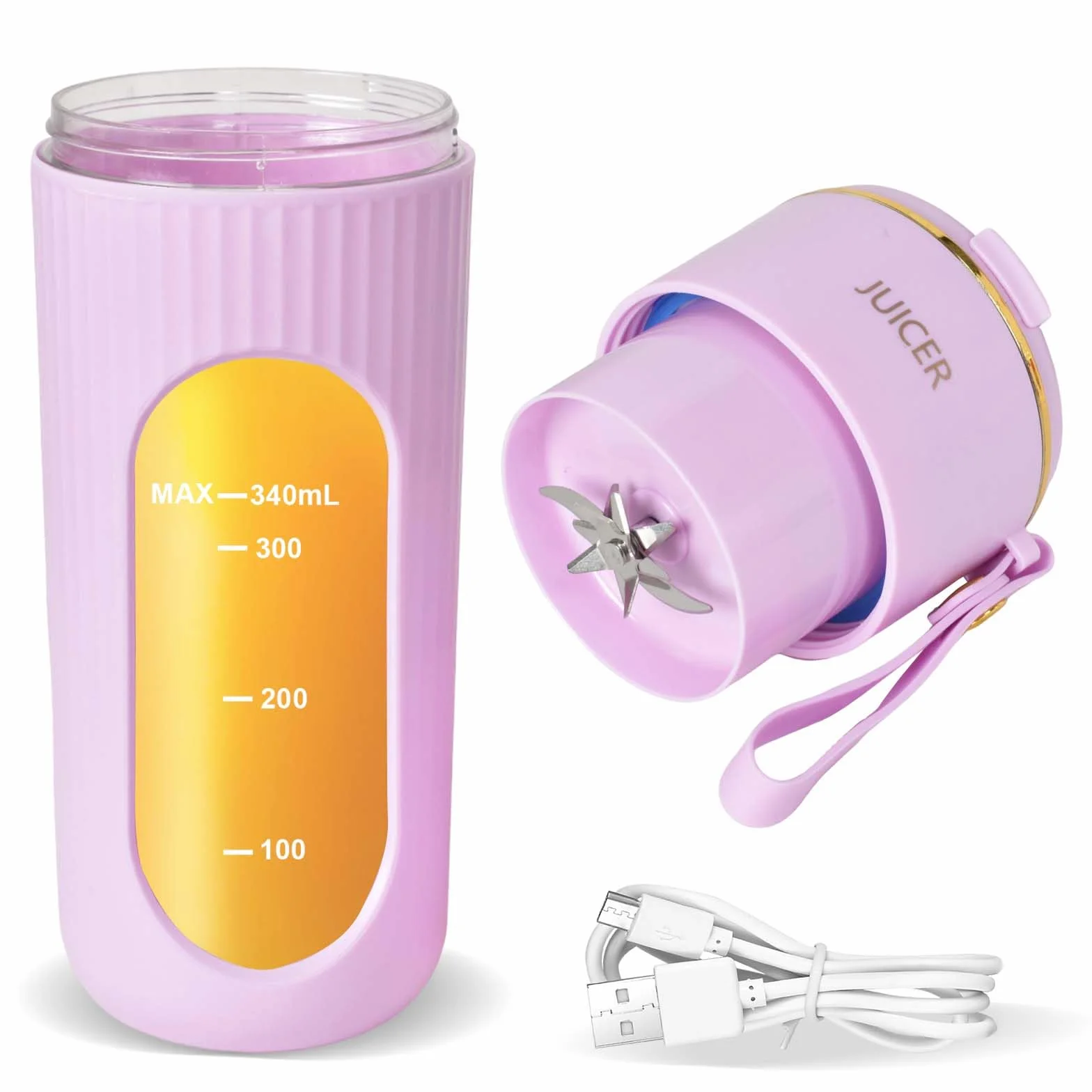 Przenośny mikser mini USB-C 340 ml różowy