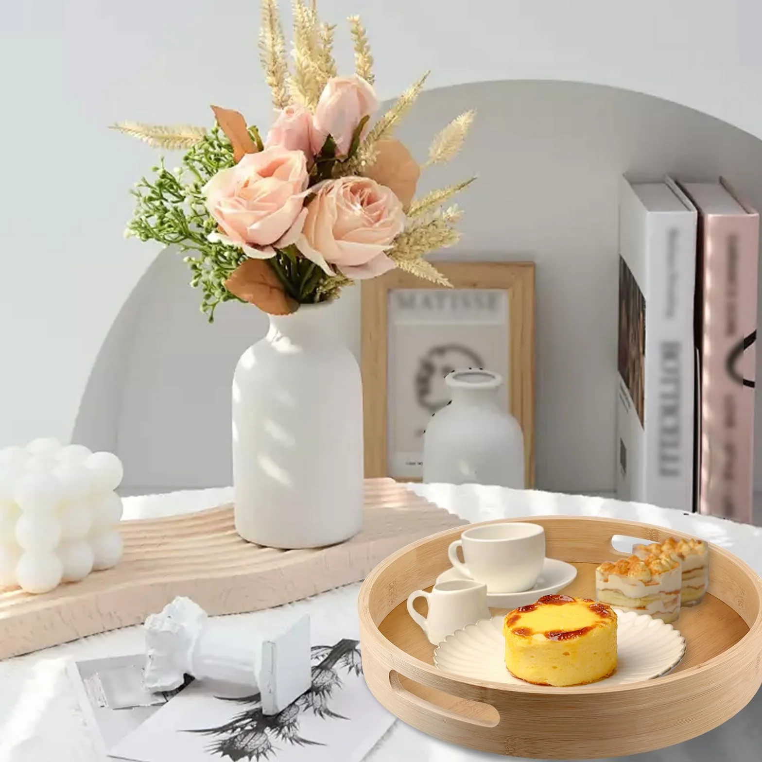 2 sztuki 30 cm drewniany talerz obrotowy, bambusowy Lazy Susan, obrotowy talerz kuchenny, organizer kuchenny, obrotowy stojak na przyprawy na drewnie, obrotowy uchwyt na przyprawy do kuchennej