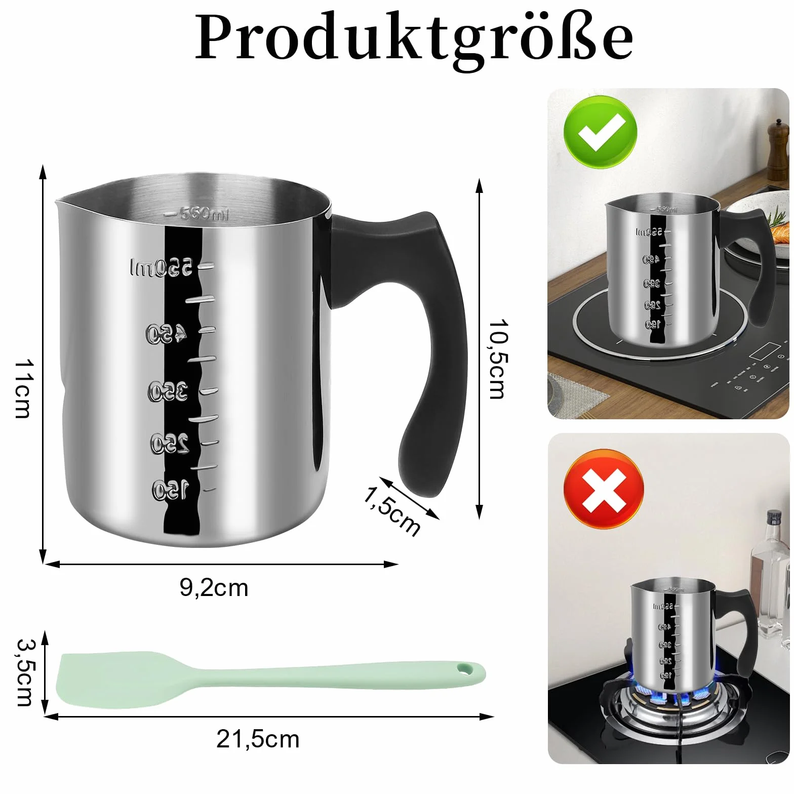 ALLAVA Garnek do topienia świec 600 ml stal nierdzewna z bonusem skrobakiem