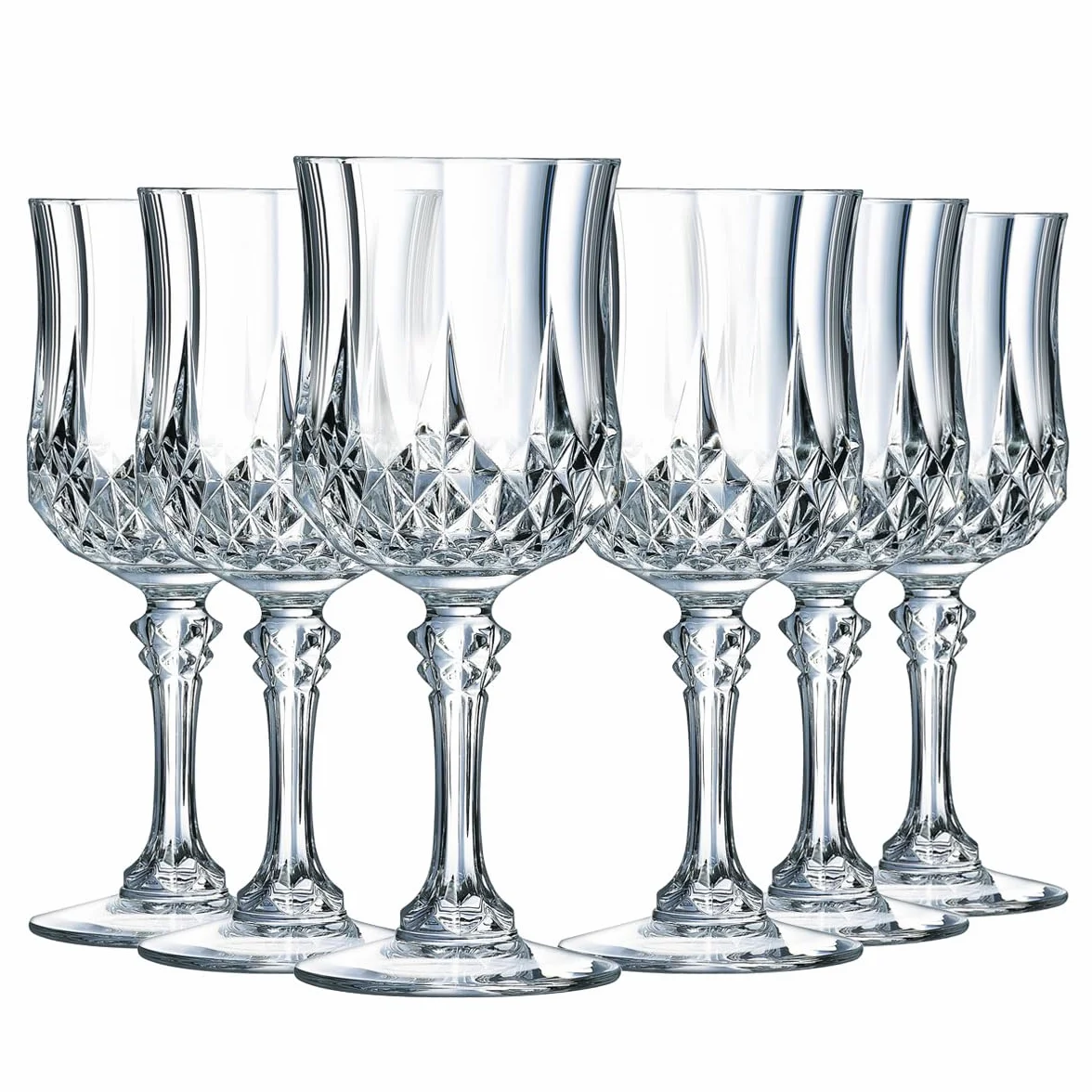 Cristal d'Arques Paris Longchamp 6 kieliszków do wina 25cl Kwarx błyszczący przezroczysty wysoka wytrzymałość
