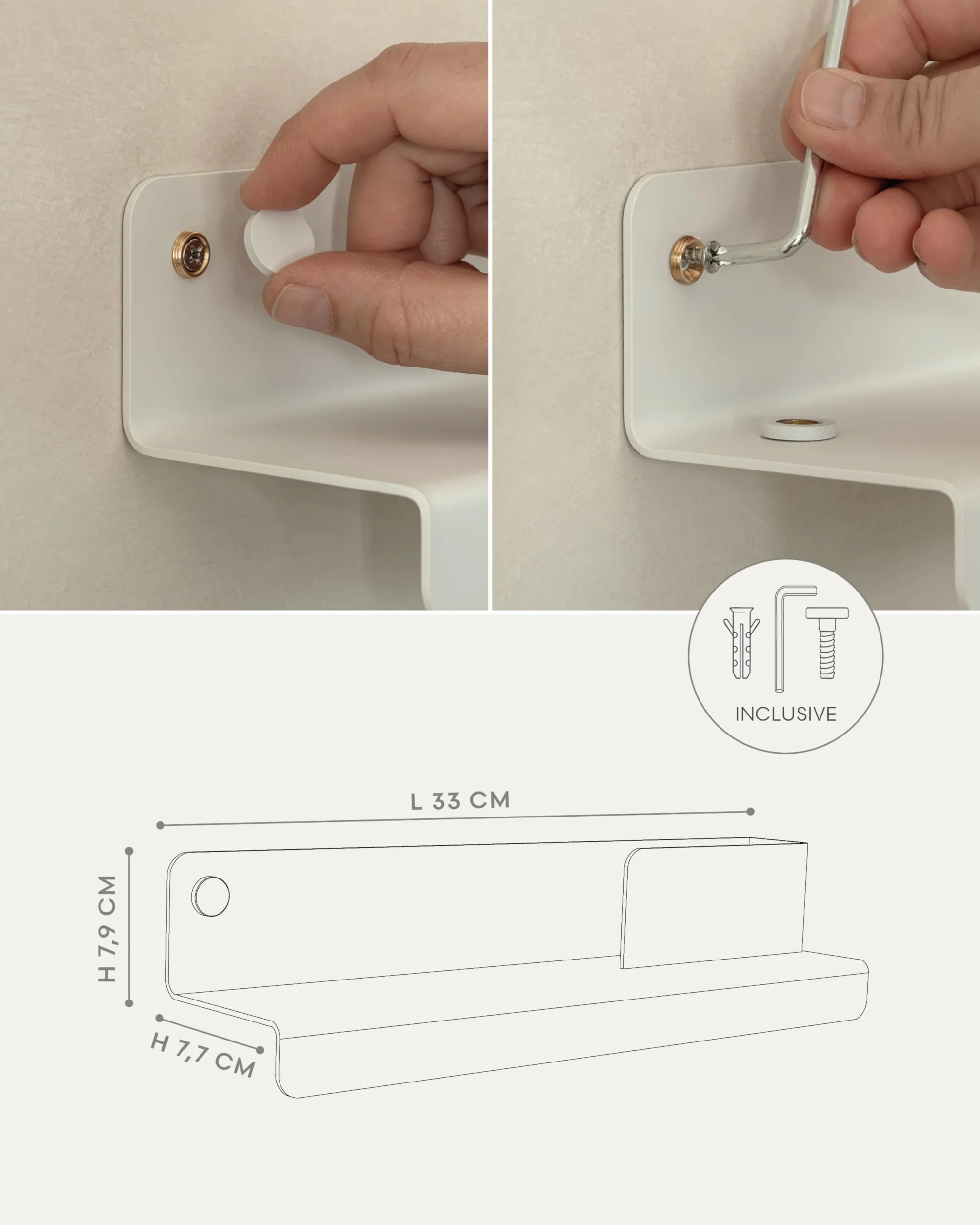 KAZAI. Wieszak na klucze 'Holmsen' | Minimalistyczny design wieszaków na klucze z Berlina | Nowoczesny uchwyt z metalową półką | Tablica jako mebel przedpokoju na ścianę | Biały
