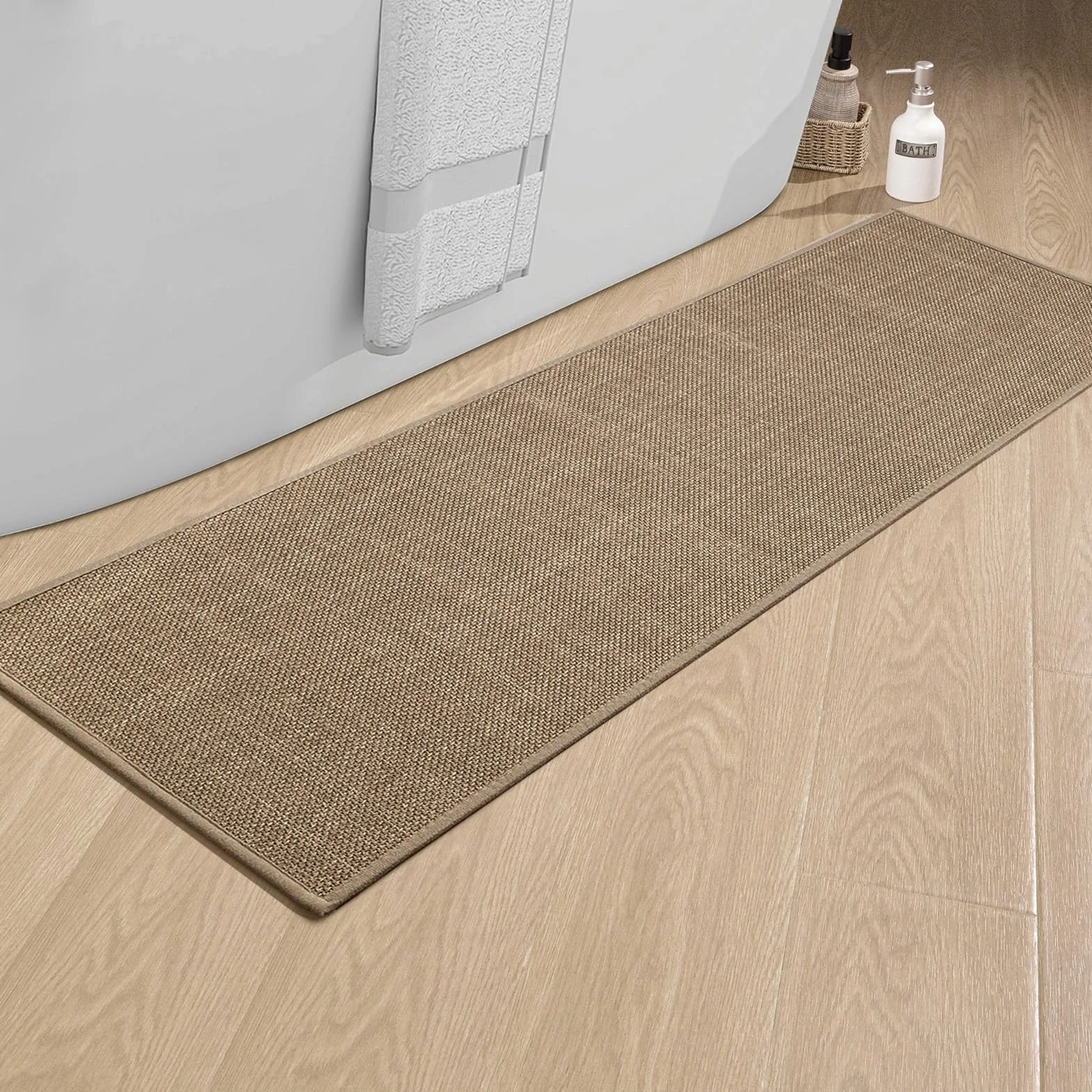 chakme Dywanik łazienkowy, 43 x 150 cm, antypoślizgowy dywanik łazienkowy, z gumowym spodem, antypoślizgowy, nadaje się do prania, dywanik łazienkowy, dywanik prysznicowy, brązowy