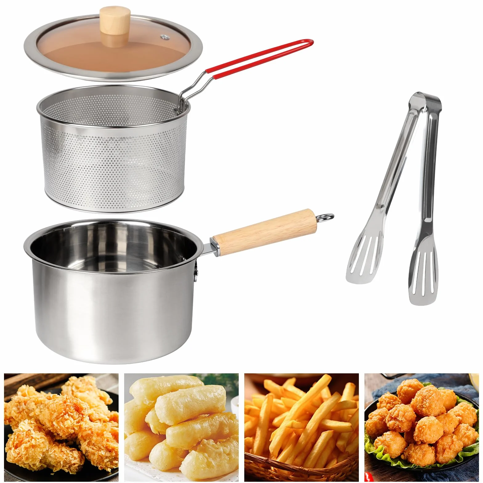 Frytkownica garnek ze stali nierdzewnej 304, mini frytkownica olejowa 2,5 l z filtrem siatki
