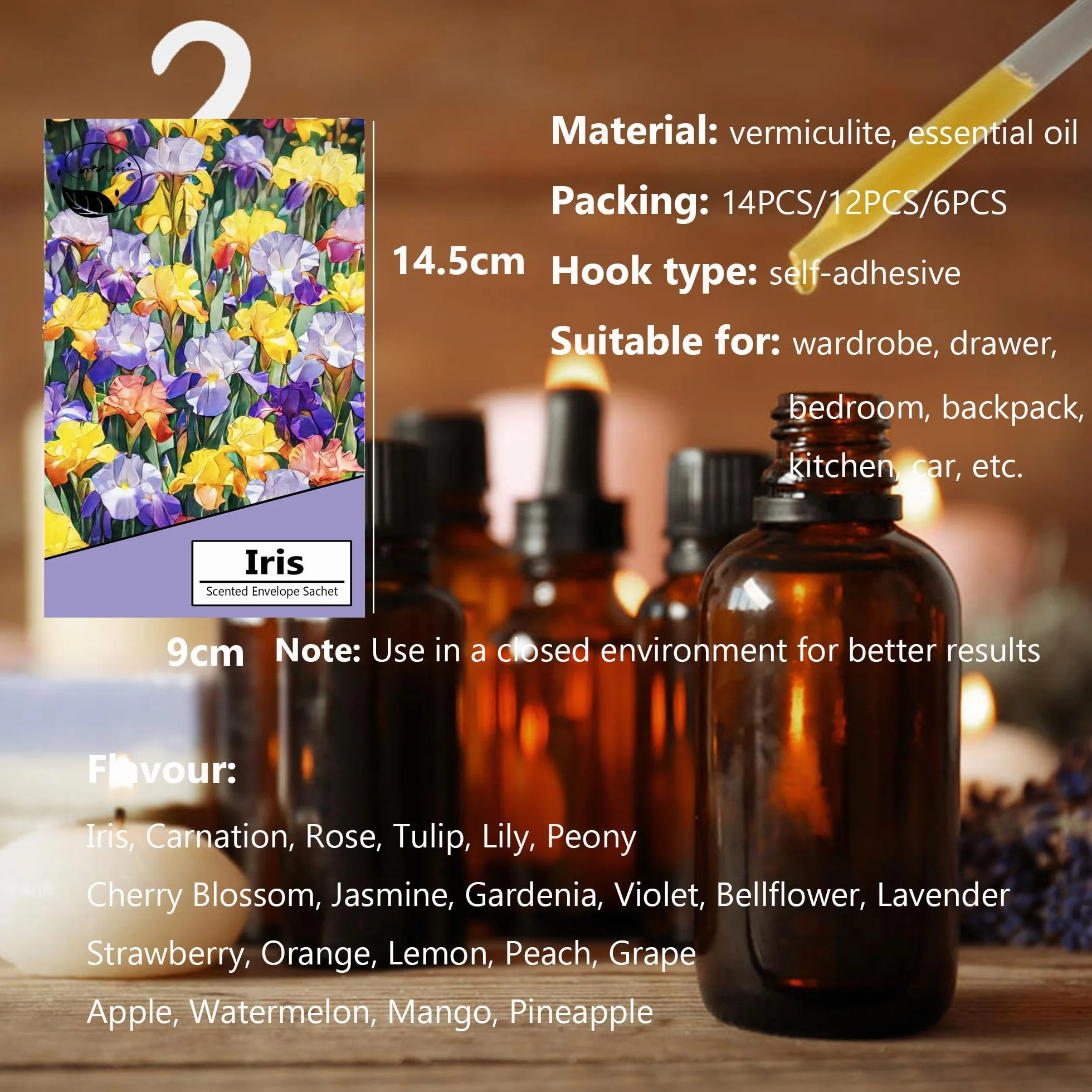 Sophora perfumy do szafy i szuflady 14 sztuk lawendowe