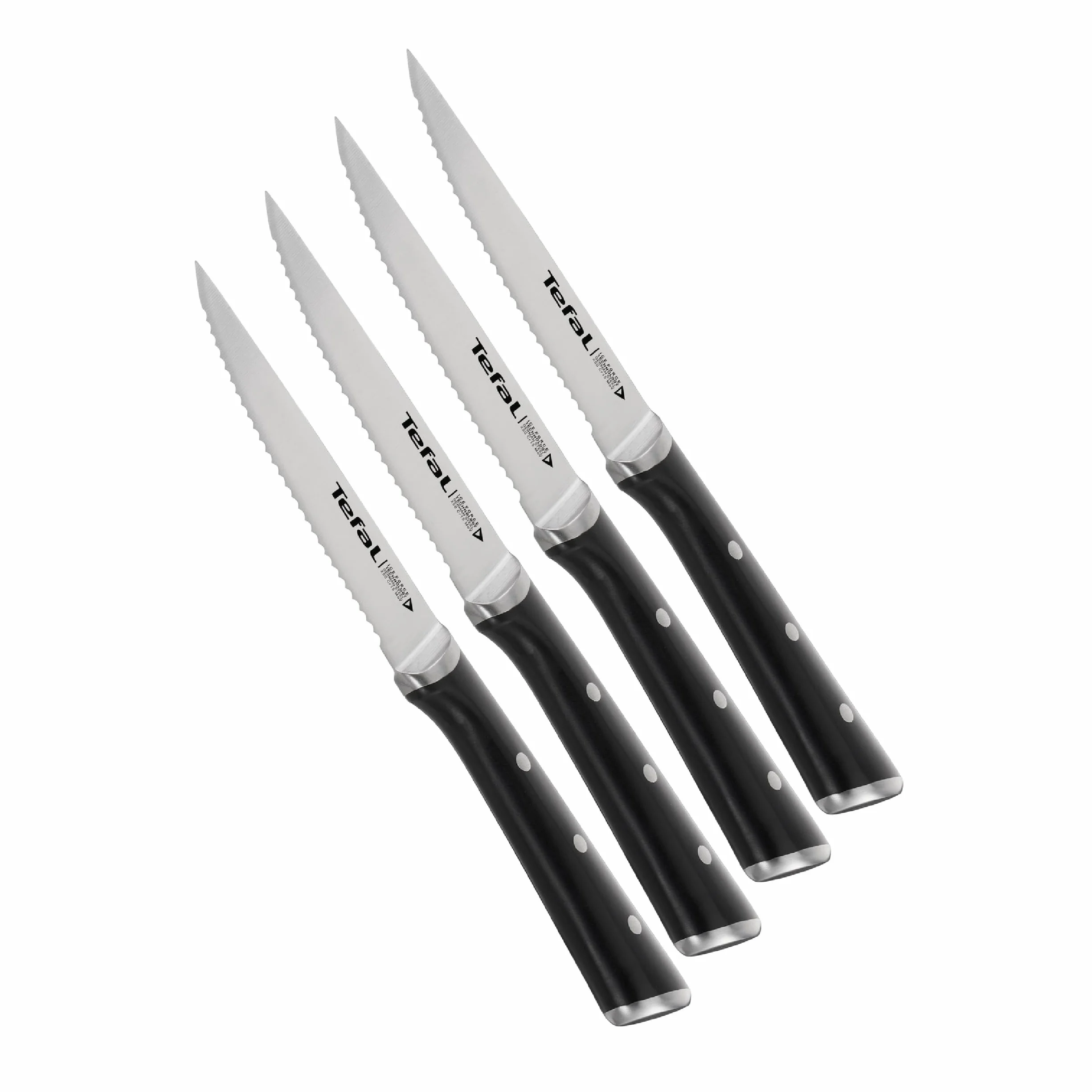 Tefal Ice Force 4-częściowy zestaw noży do steków, specjalny nóż z ostrzem 11 cm, długotrwała wydajność, specjalne ostrze dla optymalnego, stal nierdzewna Made in Germany, K232S4