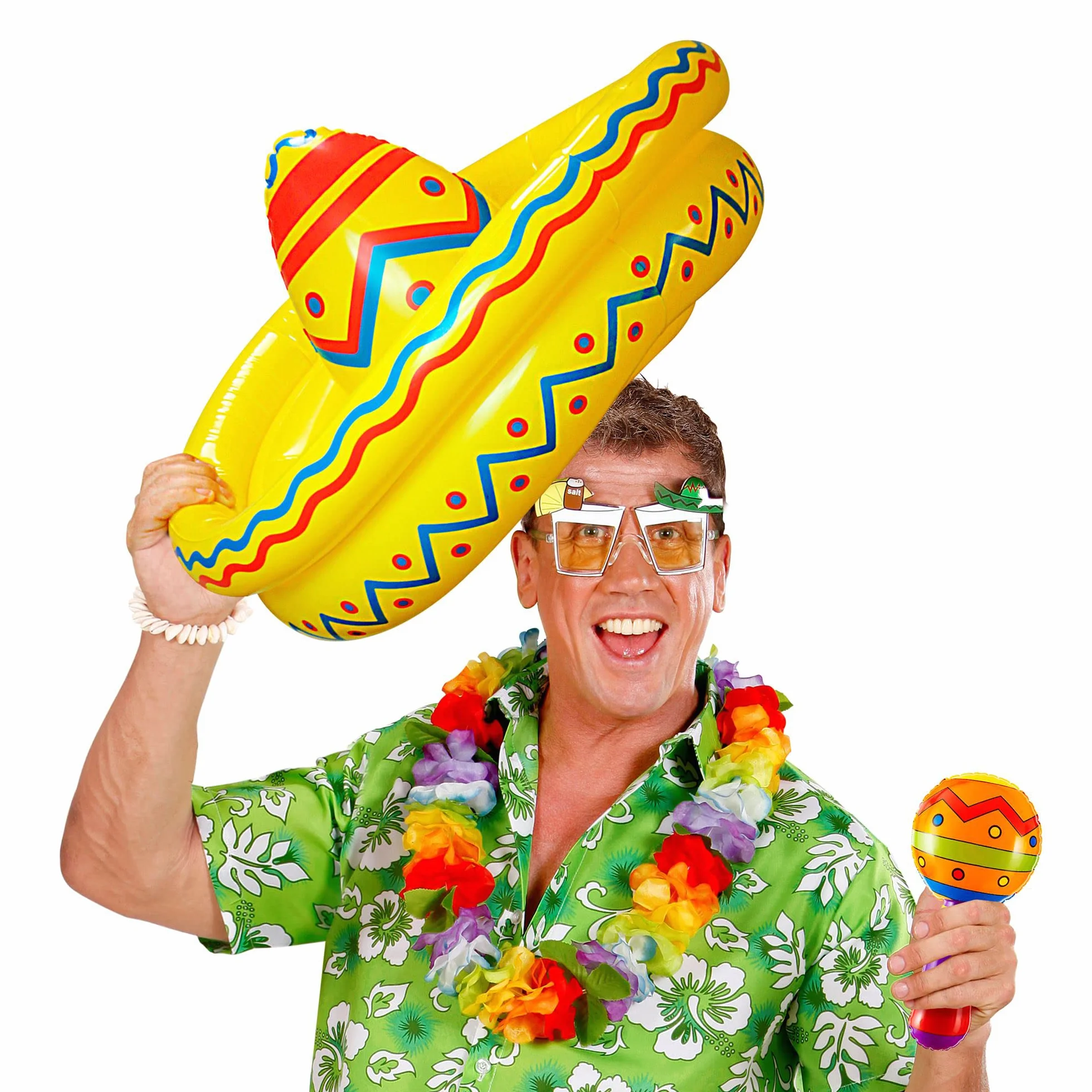 W WIDMANN MILANO Party Fashion 04839 - nadmuchiwana chłodziarka do napojów Sombrero, średnica około 50 cm, Meksyk, impreza tematyczna, karnawał, impreza przy basenie