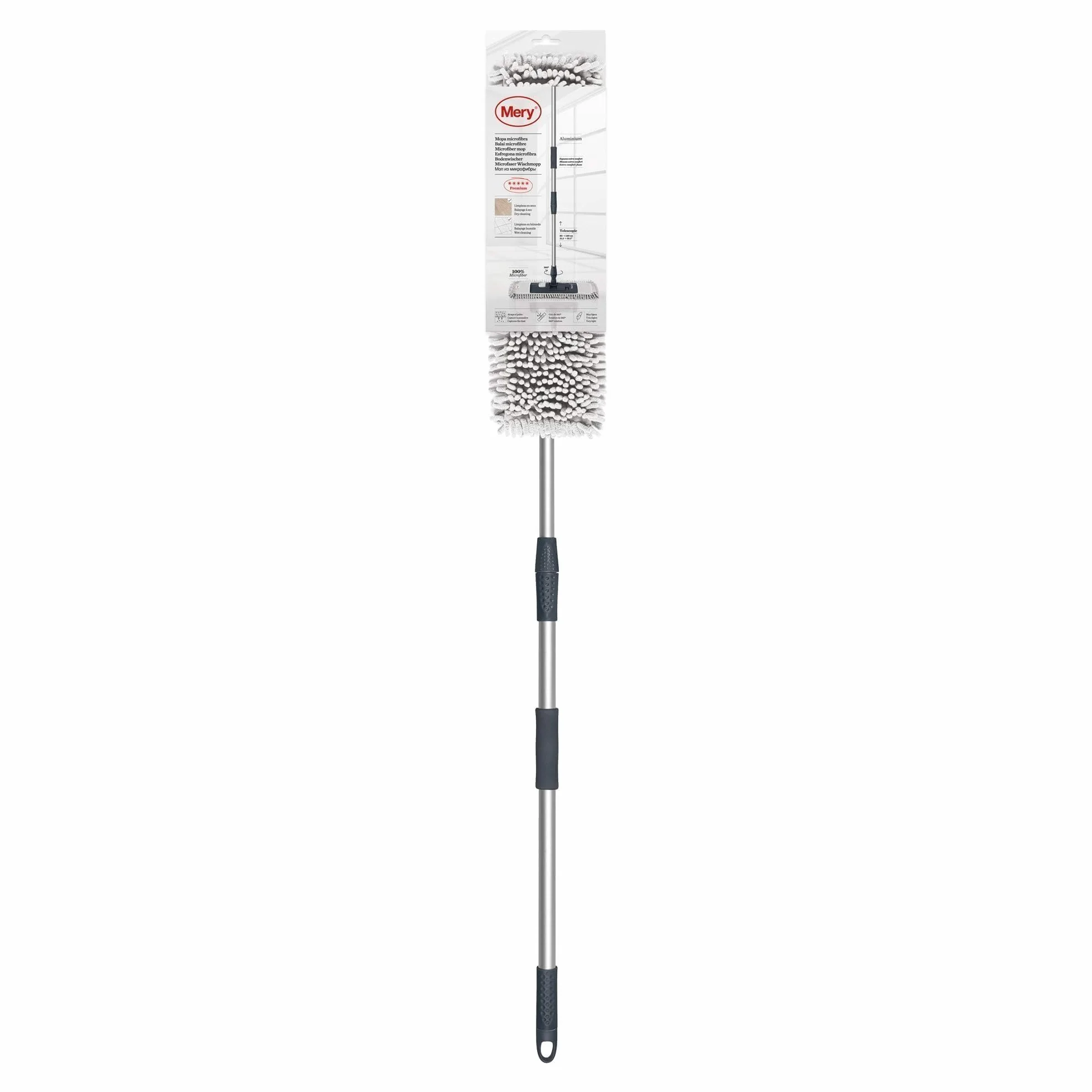 Mery Mop do mycia z mikrofibry, metal, czarny/szary, 47 x 15,5 x 80-140 cm