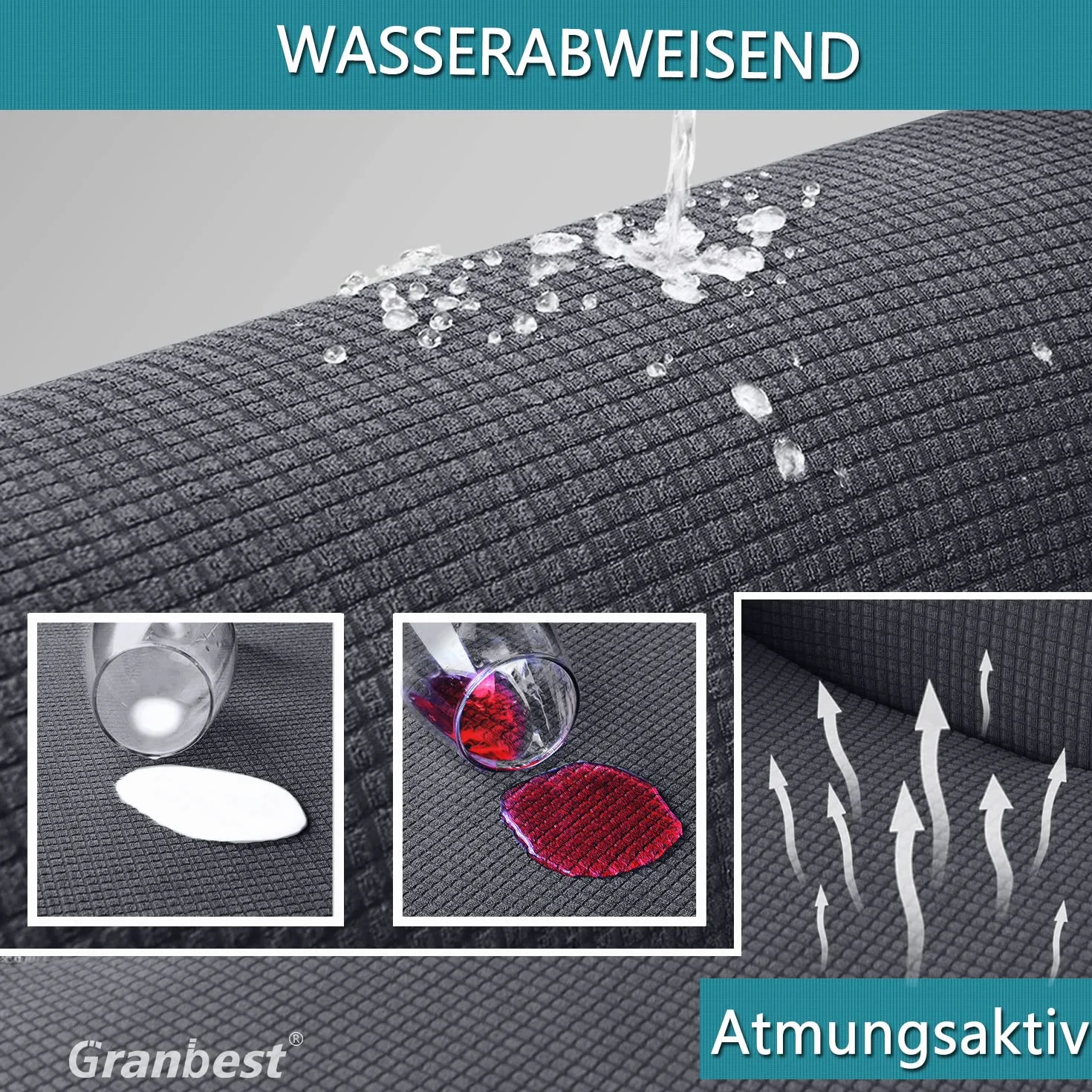 Granbest wodoodporna poszewka na futon bez podłokietników, wysoki stretch futon ochraniacz do składanego sofę do spania antypoślizgowy poszewka na sofę bez podłokietników (szary)