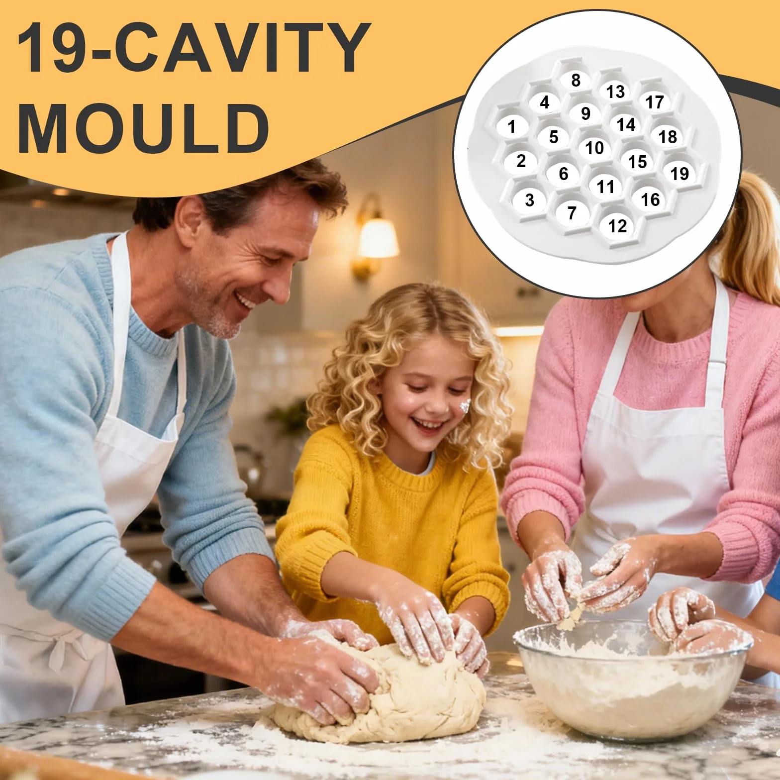 Foremka do pierogów, 19 przegródek, deska do ravioli, prasa do pierogów, materiał PP, forma manti do wydajnej produkcji pierogów i pierogów, idealna do domowej kuchni, biała