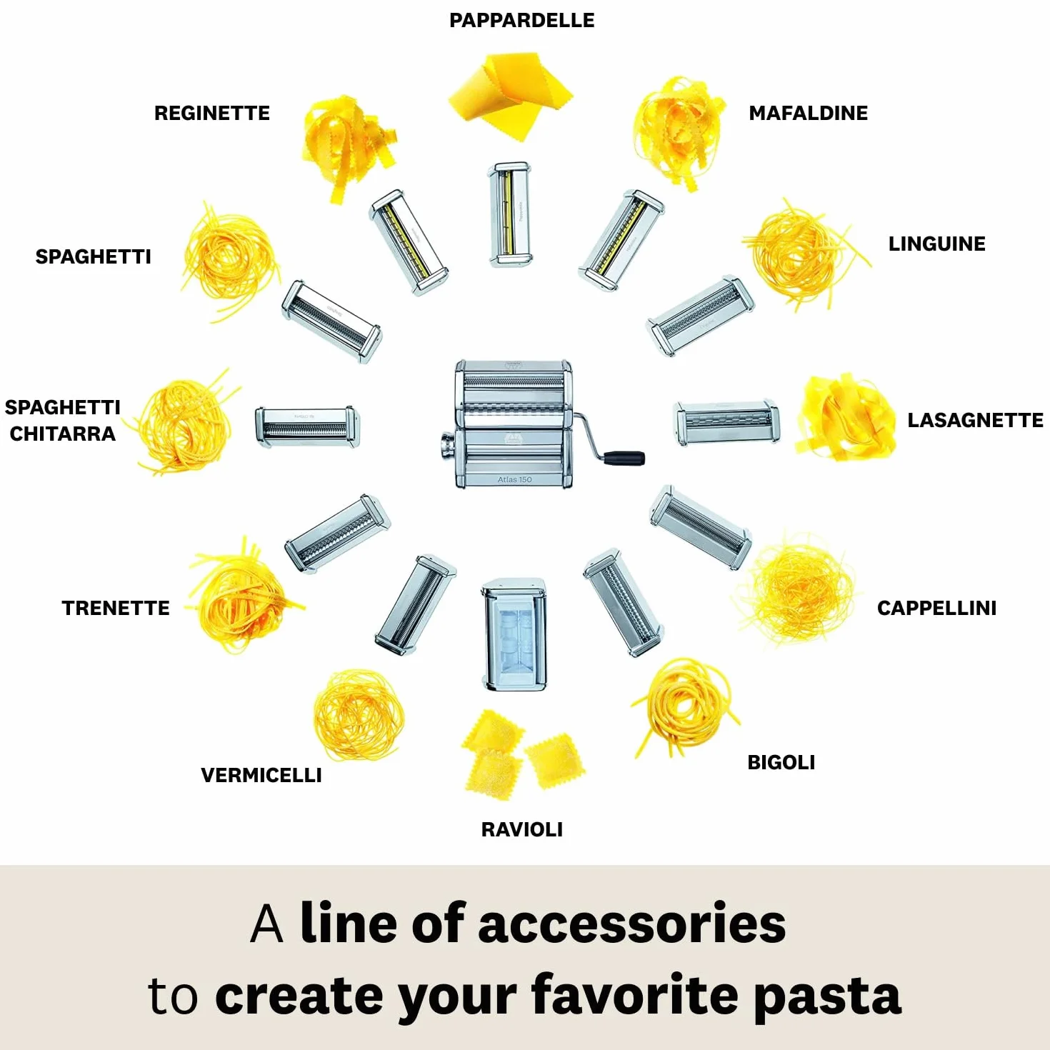 Marcato Akcesoria do Atlas 150 Bigoli stal srebro 23x20x16cm