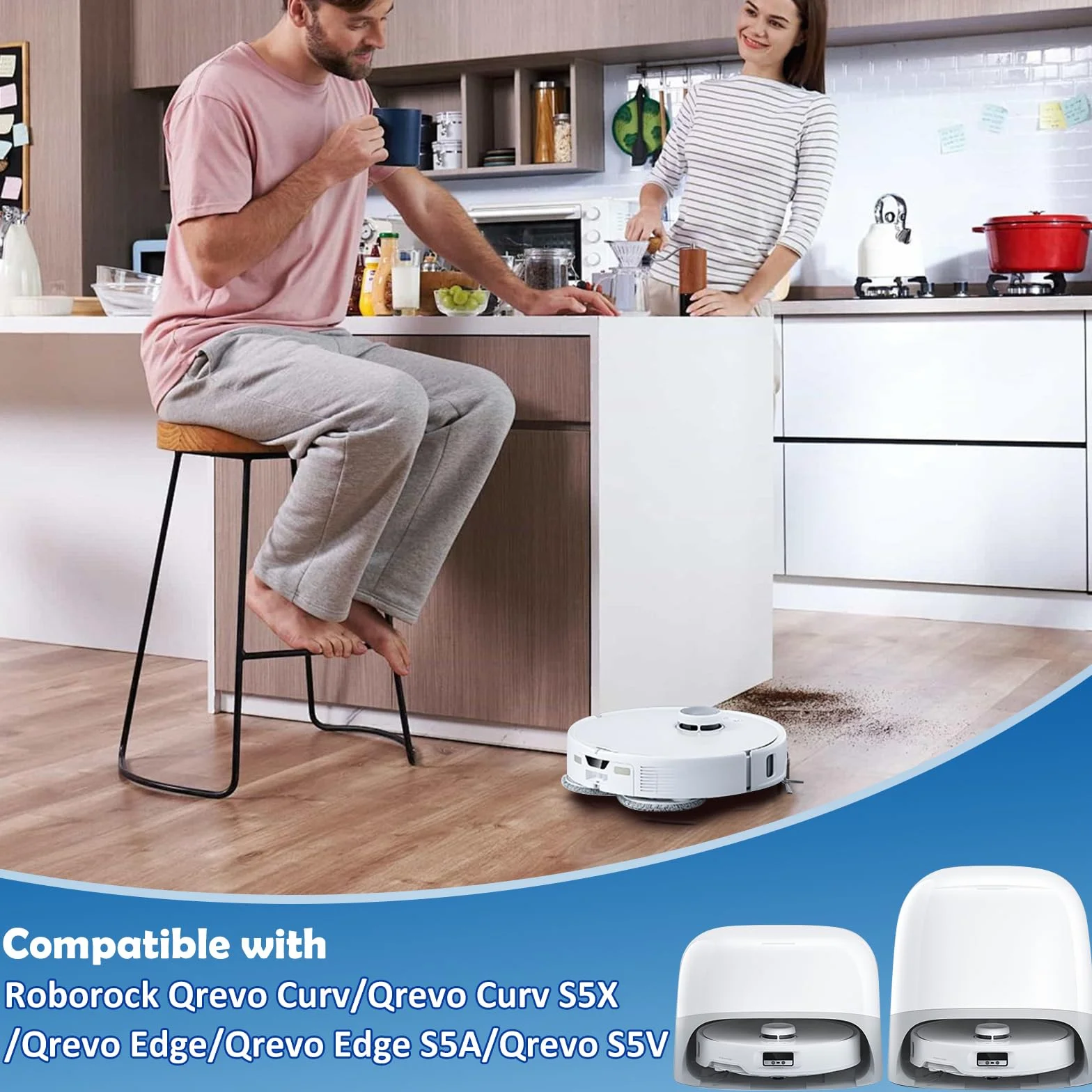 Roborock Qrevo S5V akcesoria zestaw wymienny 1 główna szczotka 2 filtry HEPA 6 worków 4 ściereczki 4 szczotki boczne