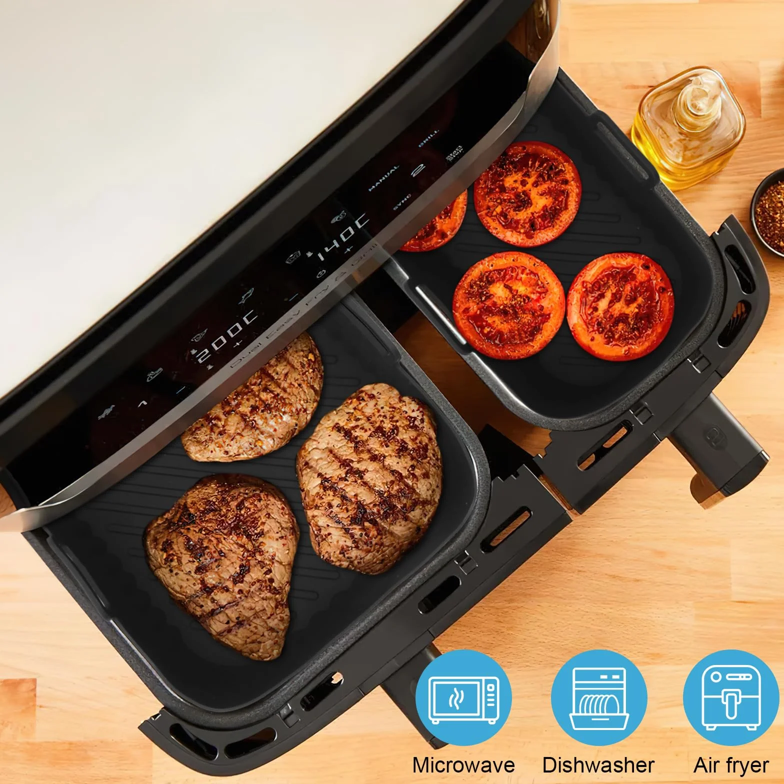 2 sztuki formy silikonowe do gorącej frytkownicy na parze, akcesoria do Philips Dual Airfryer 3000-Serie 6l/3l, silikonowa wkładka do Air Fryer, silikonowa forma do Airfryer, akcesoria do Philips