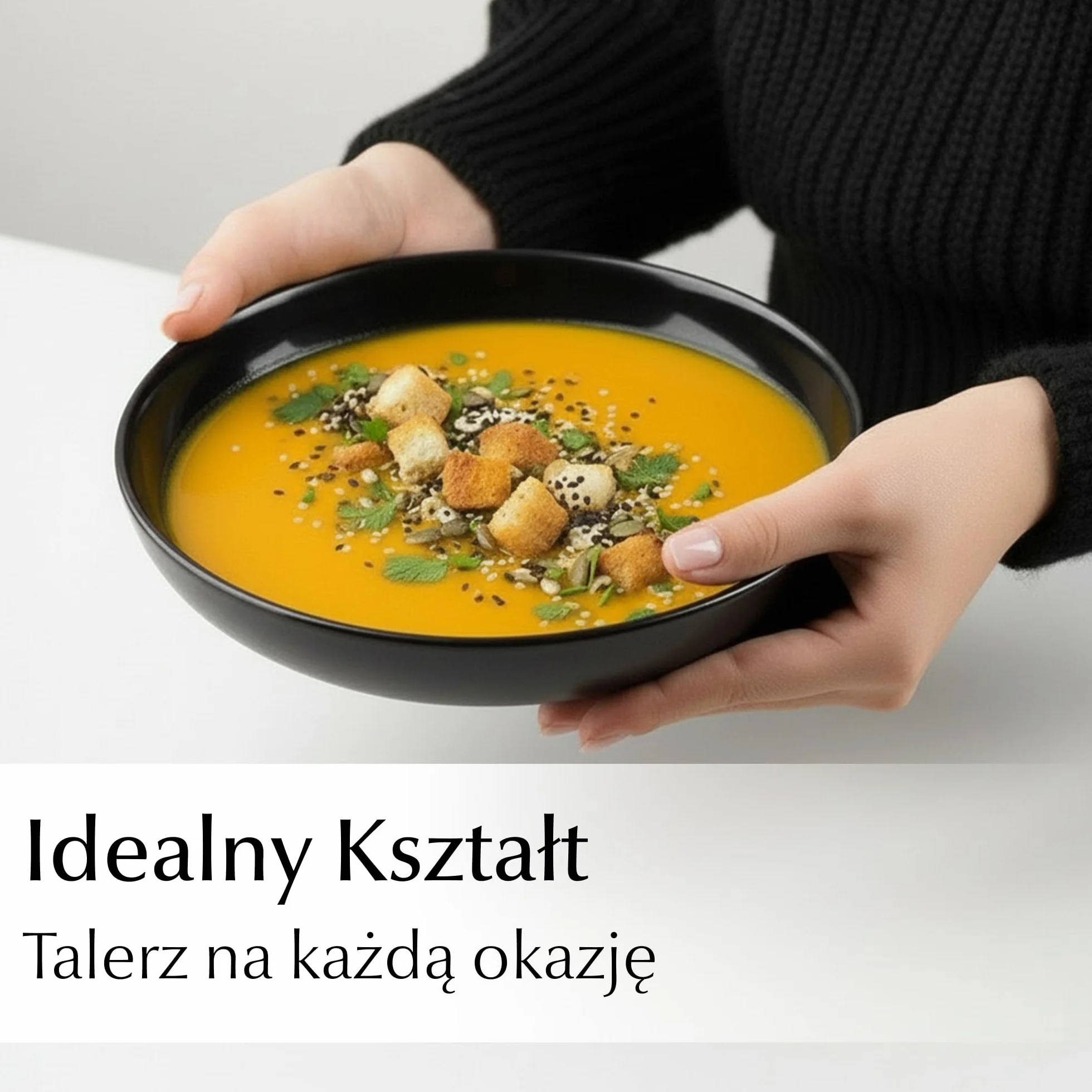 MIAMIO – 900 ml / 22 cm Zestaw 6 misek do makaronu i sałatek, szerokie i płytkie talerze z ceramiki – kolekcja Le Papillon- (Czarny)