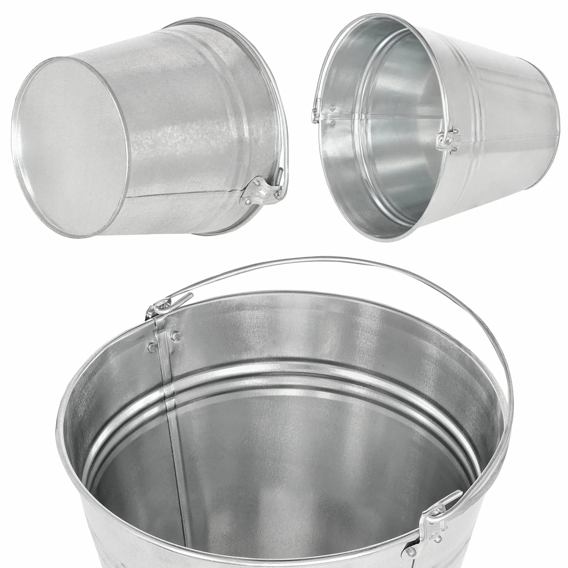 KOTARBAU® Wiadro Metalowe 15 L Stalowe Ocynkowane